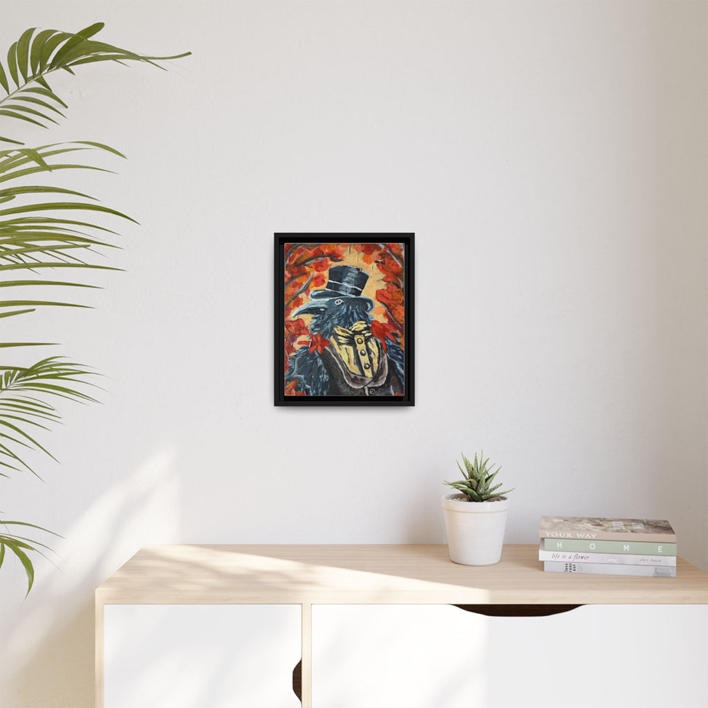 Plague Doctor Raven Framed Canvas Art – Gothic Autumn Wall Decor