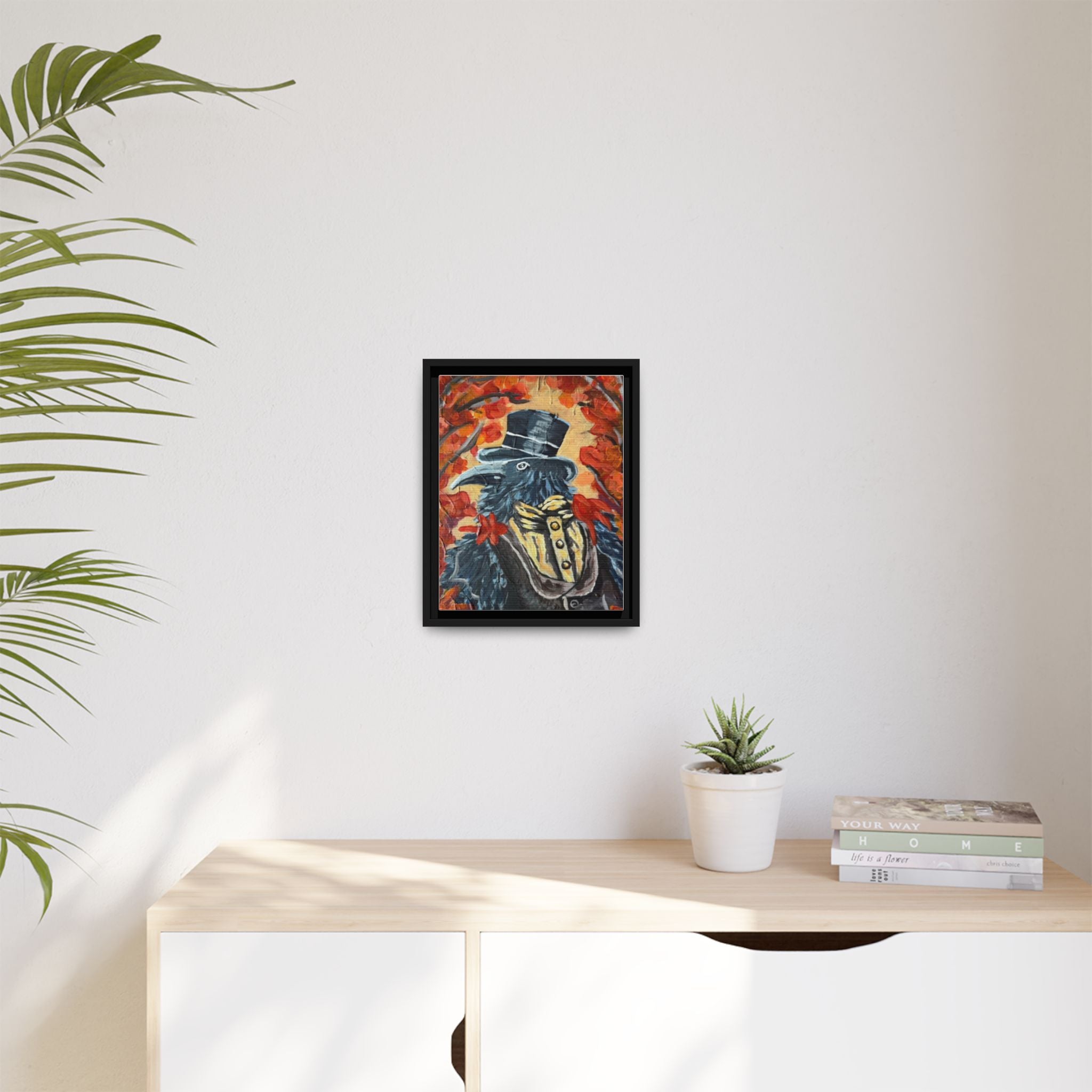 Plague Doctor Raven Framed Canvas Art – Gothic Autumn Wall Decor