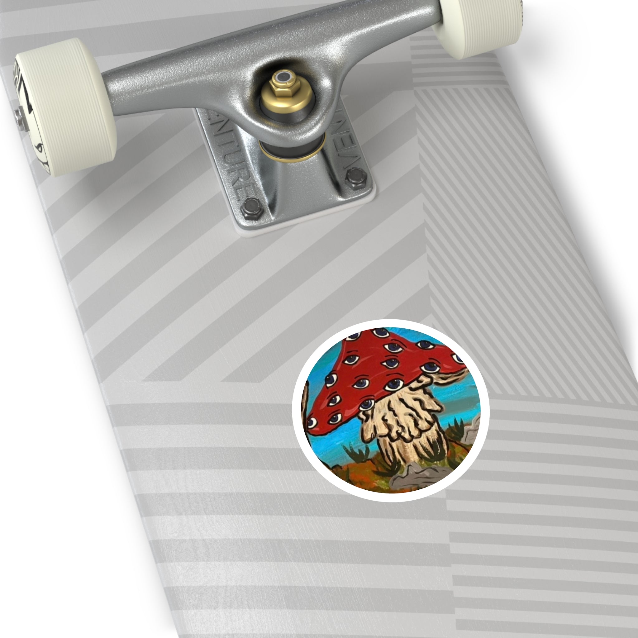 Psychedelic Eye Mushroom Round Sticker — Indoor/Outdoor Vinyl