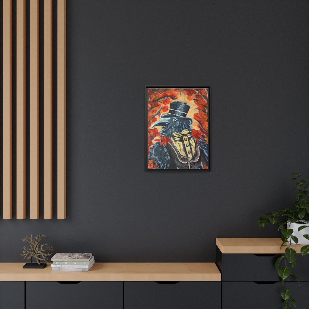 Plague Doctor Raven Framed Canvas Art – Gothic Autumn Wall Decor