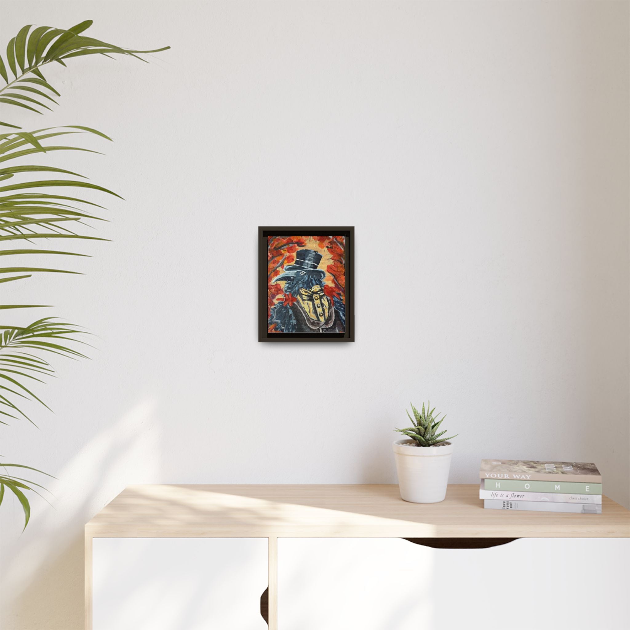 Plague Doctor Raven Framed Canvas Art – Gothic Autumn Wall Decor