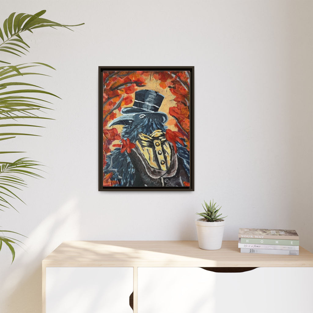 Plague Doctor Raven Framed Canvas Art – Gothic Autumn Wall Decor