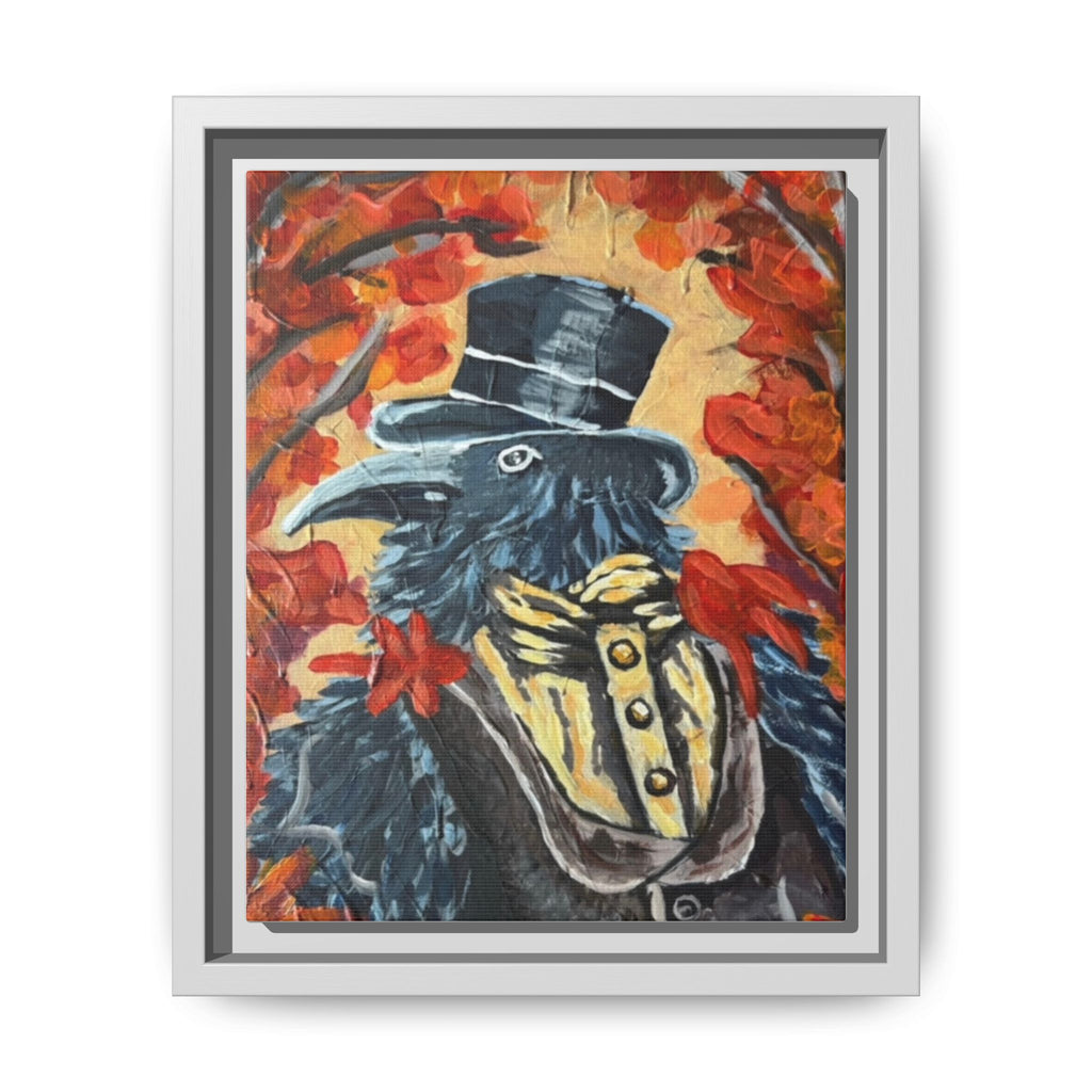Plague Doctor Raven Framed Canvas Art – Gothic Autumn Wall Decor