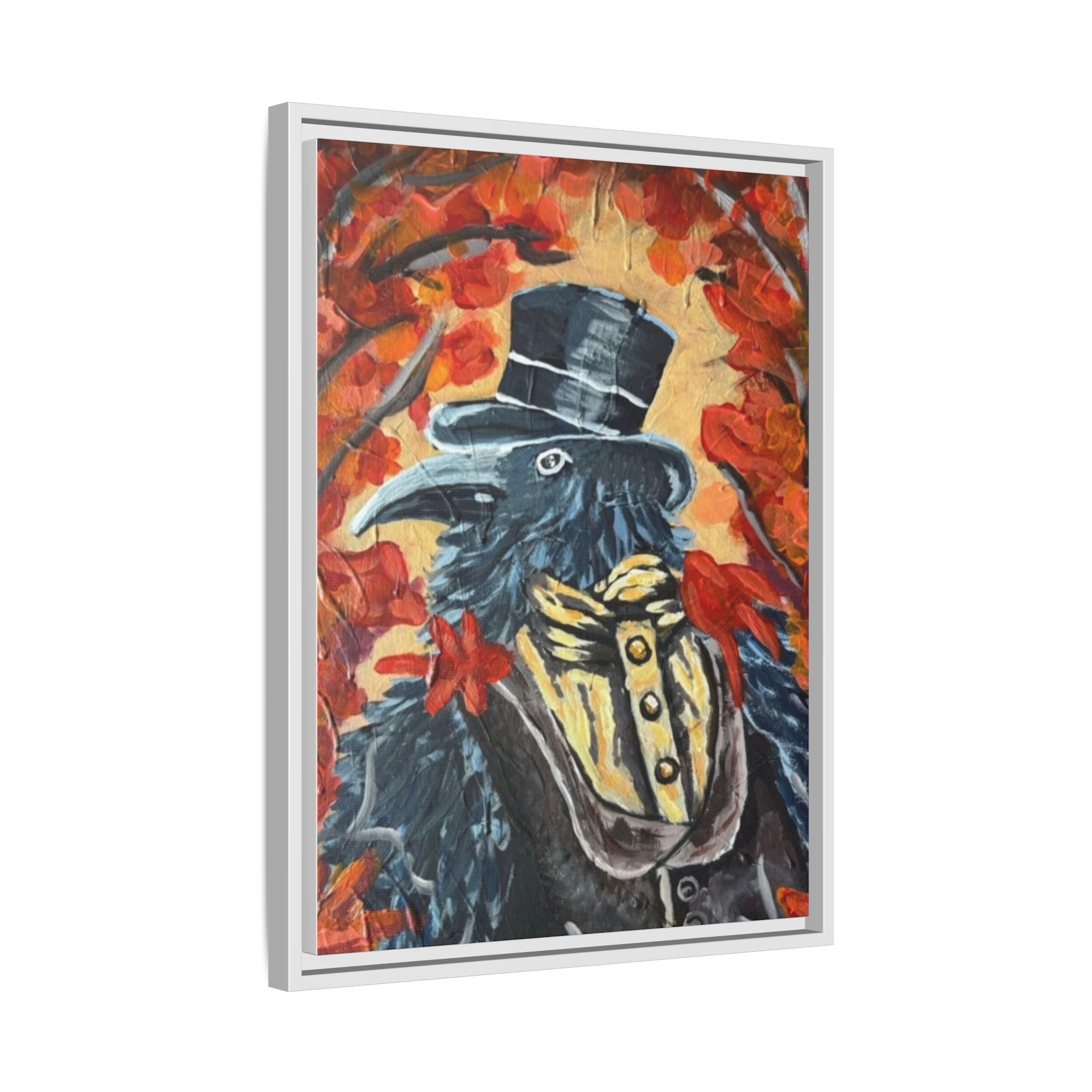 Plague Doctor Raven Framed Canvas Art – Gothic Autumn Wall Decor