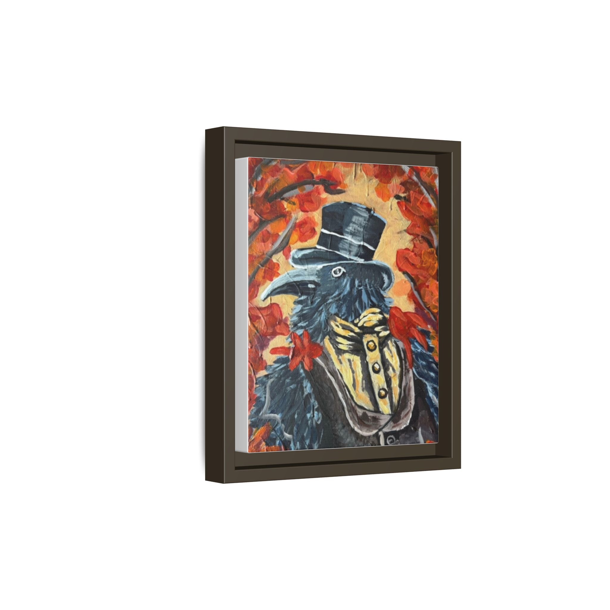 Plague Doctor Raven Framed Canvas Art – Gothic Autumn Wall Decor