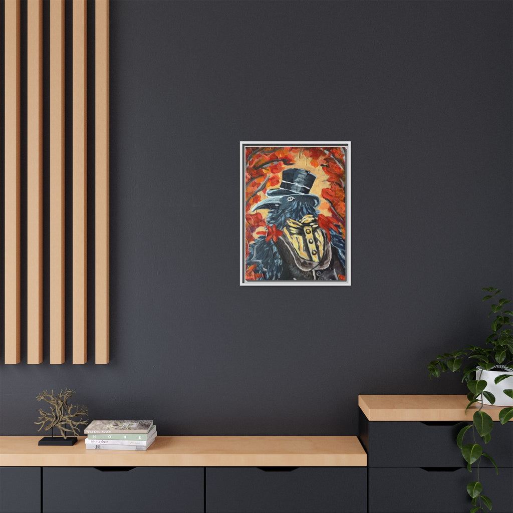 Plague Doctor Raven Framed Canvas Art – Gothic Autumn Wall Decor