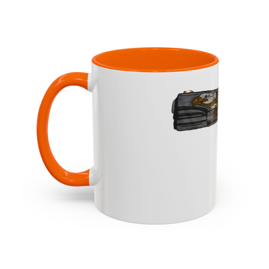 Gold Ornate Pistol Accent Coffee Mug — Decorative Handgun Design (11/15 oz)