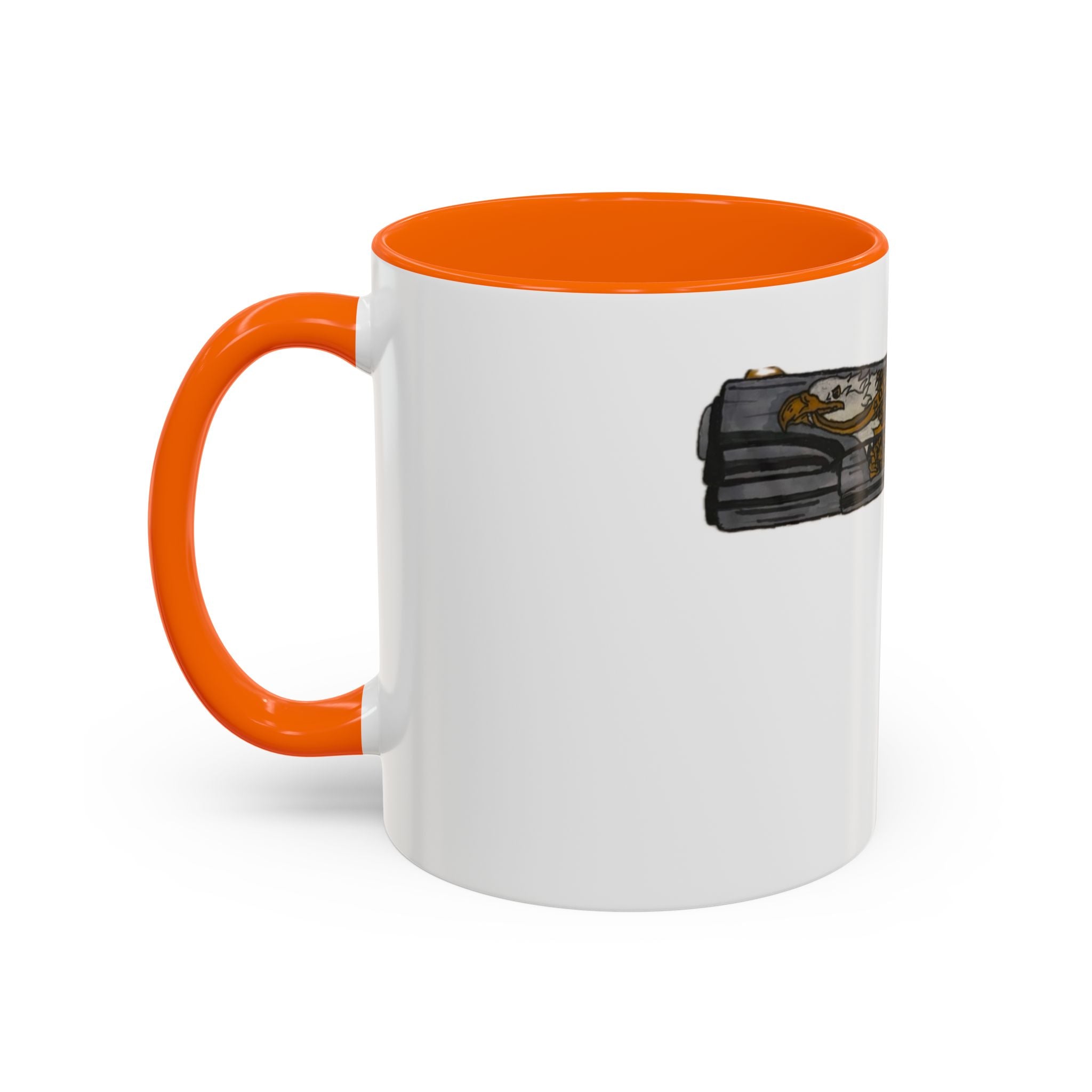 Gold Ornate Pistol Accent Coffee Mug — Decorative Handgun Design (11/15 oz)