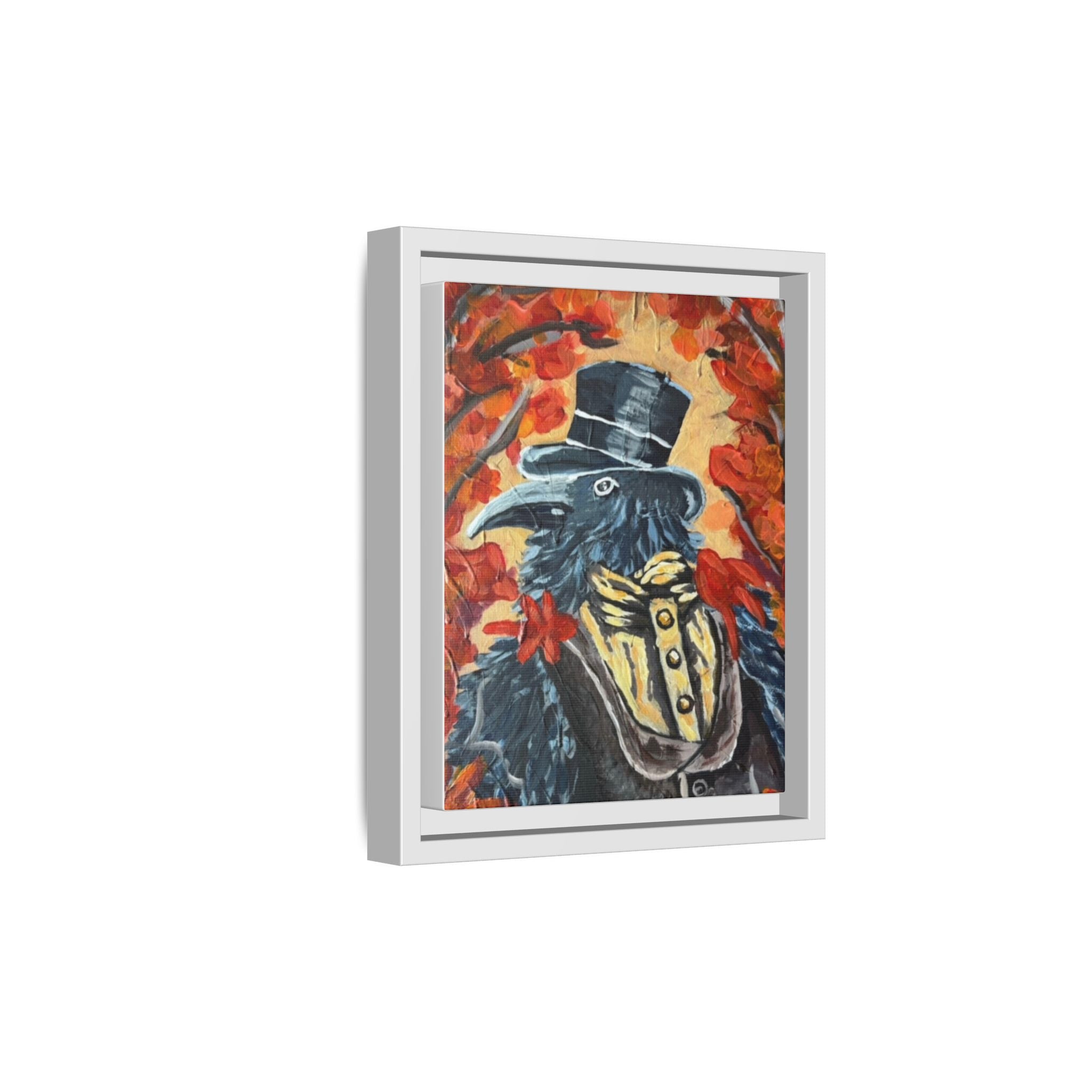 Plague Doctor Raven Framed Canvas Art – Gothic Autumn Wall Decor