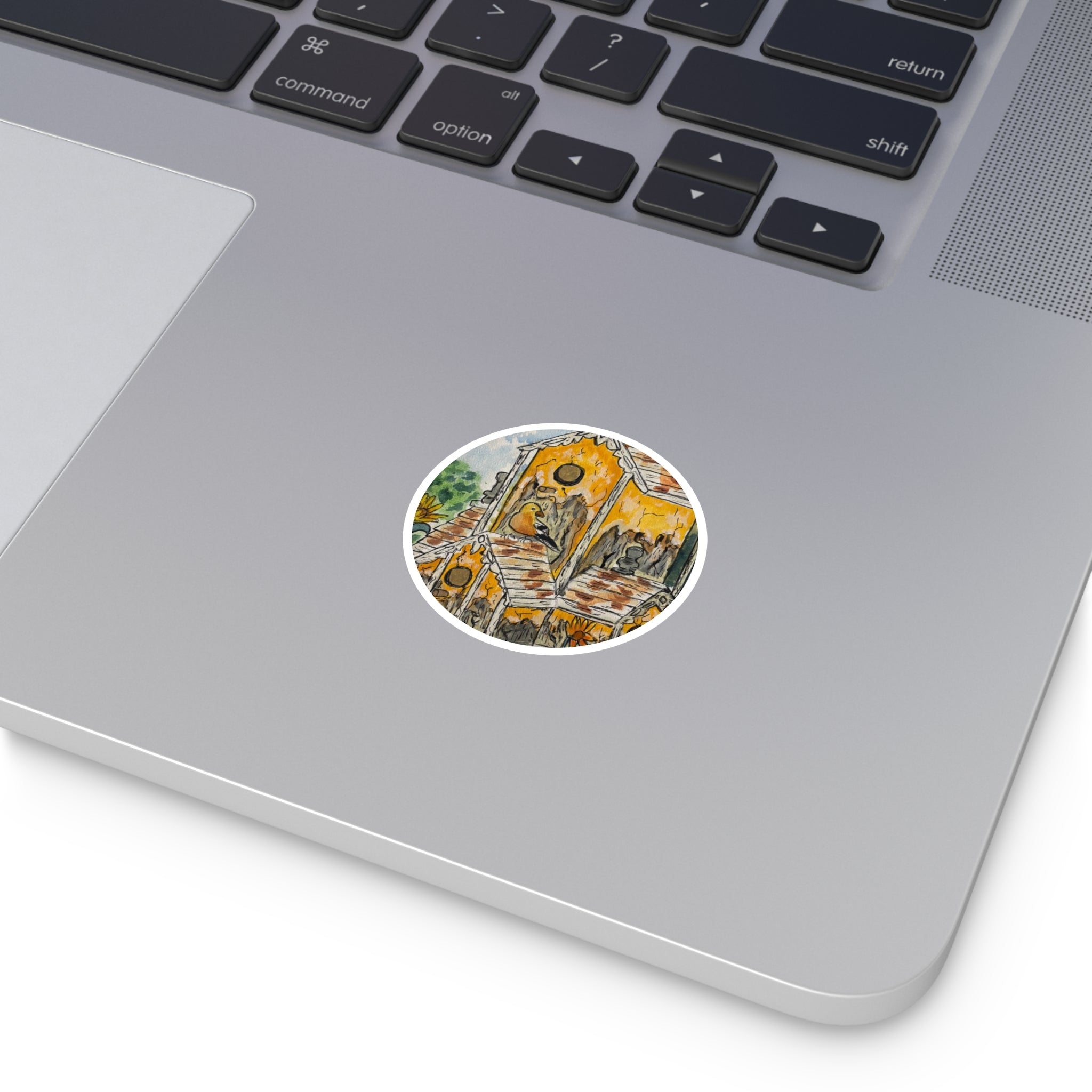 Birdhouse Garden Round Sticker — Waterproof Indoor/Outdoor Decorative Decal