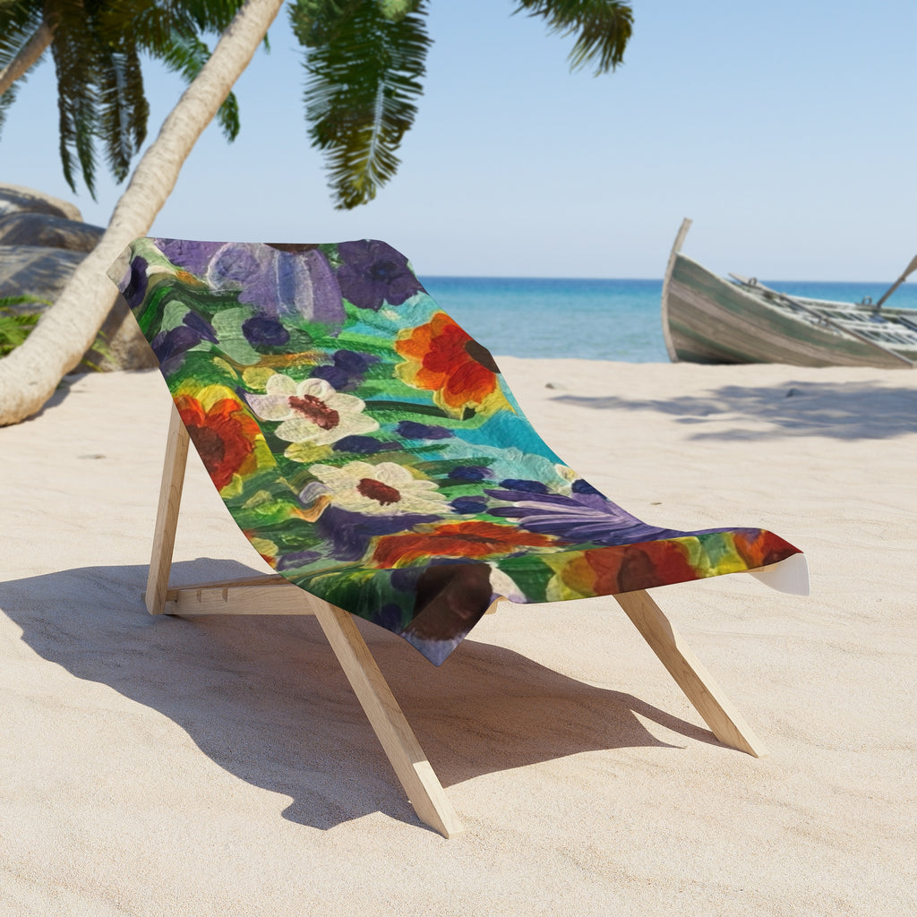 Floral Splash Beach Towel – Colorful Wildflower Print