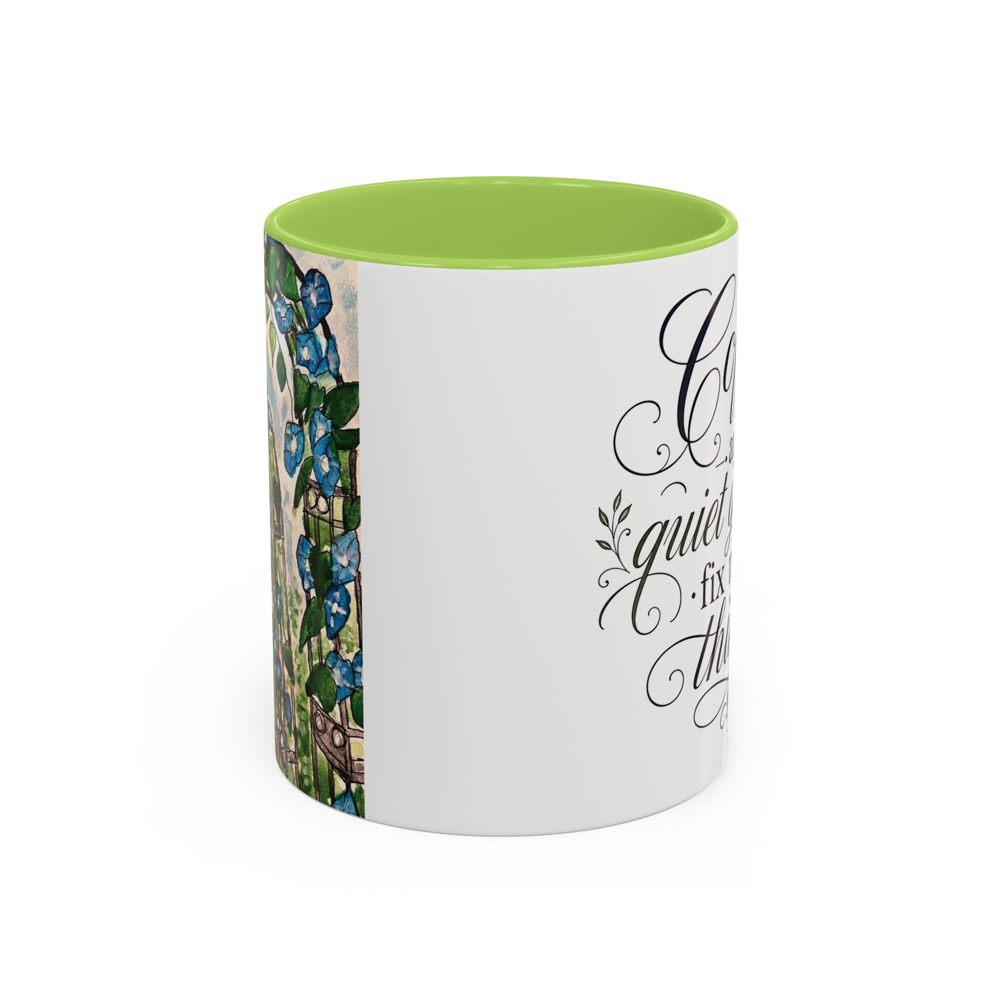 Coffee Mug - "Coffee and Quiet Gardens Fix Most Things" Floral Accent