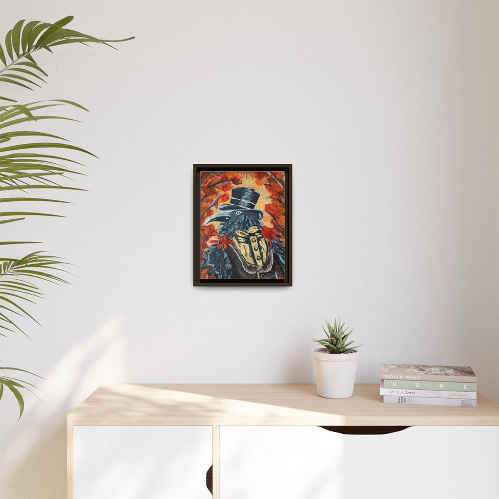Plague Doctor Raven Framed Canvas Art – Gothic Autumn Wall Decor