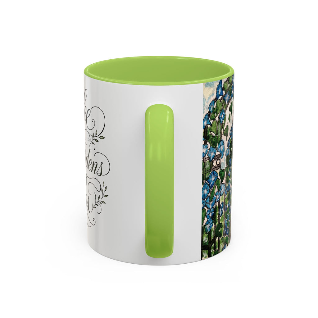 Coffee Mug - "Coffee and Quiet Gardens Fix Most Things" Floral Accent