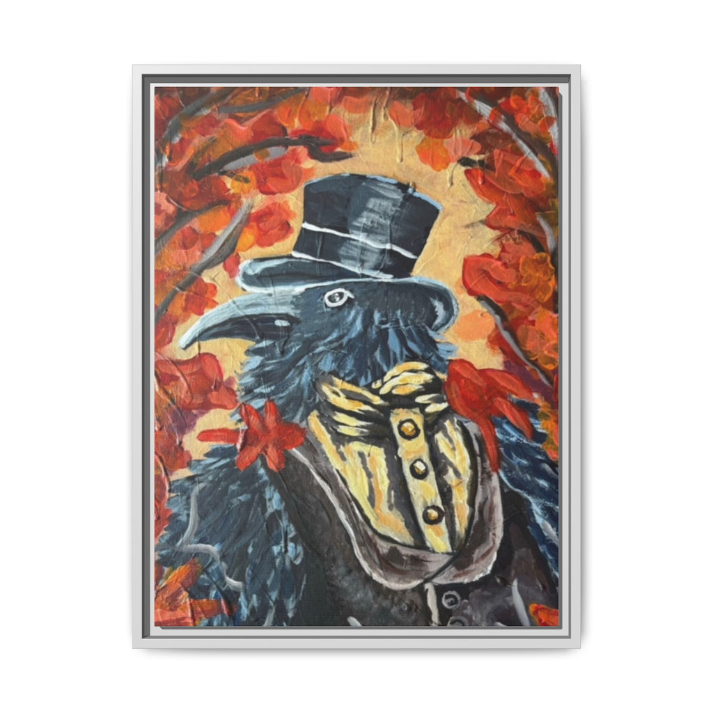 Plague Doctor Raven Framed Canvas Art – Gothic Autumn Wall Decor