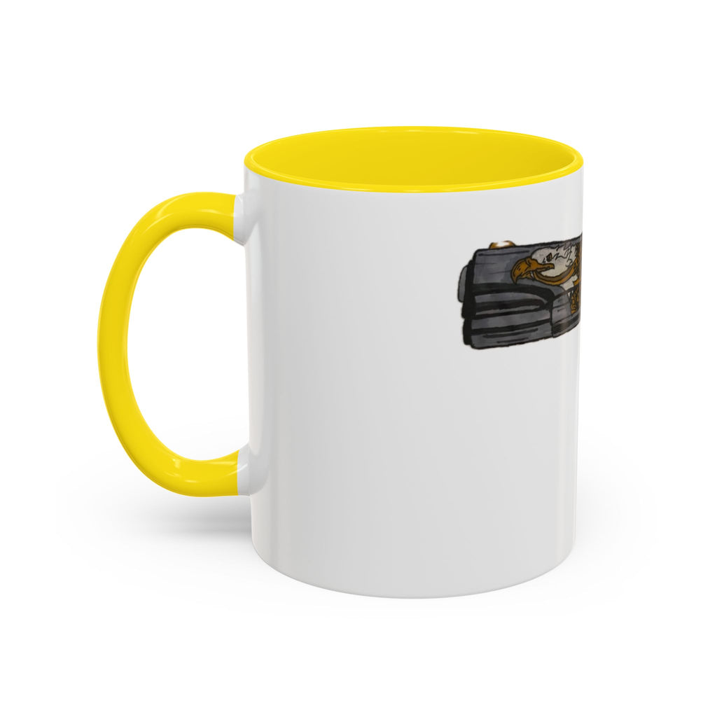 Gold Ornate Pistol Accent Coffee Mug — Decorative Handgun Design (11/15 oz)