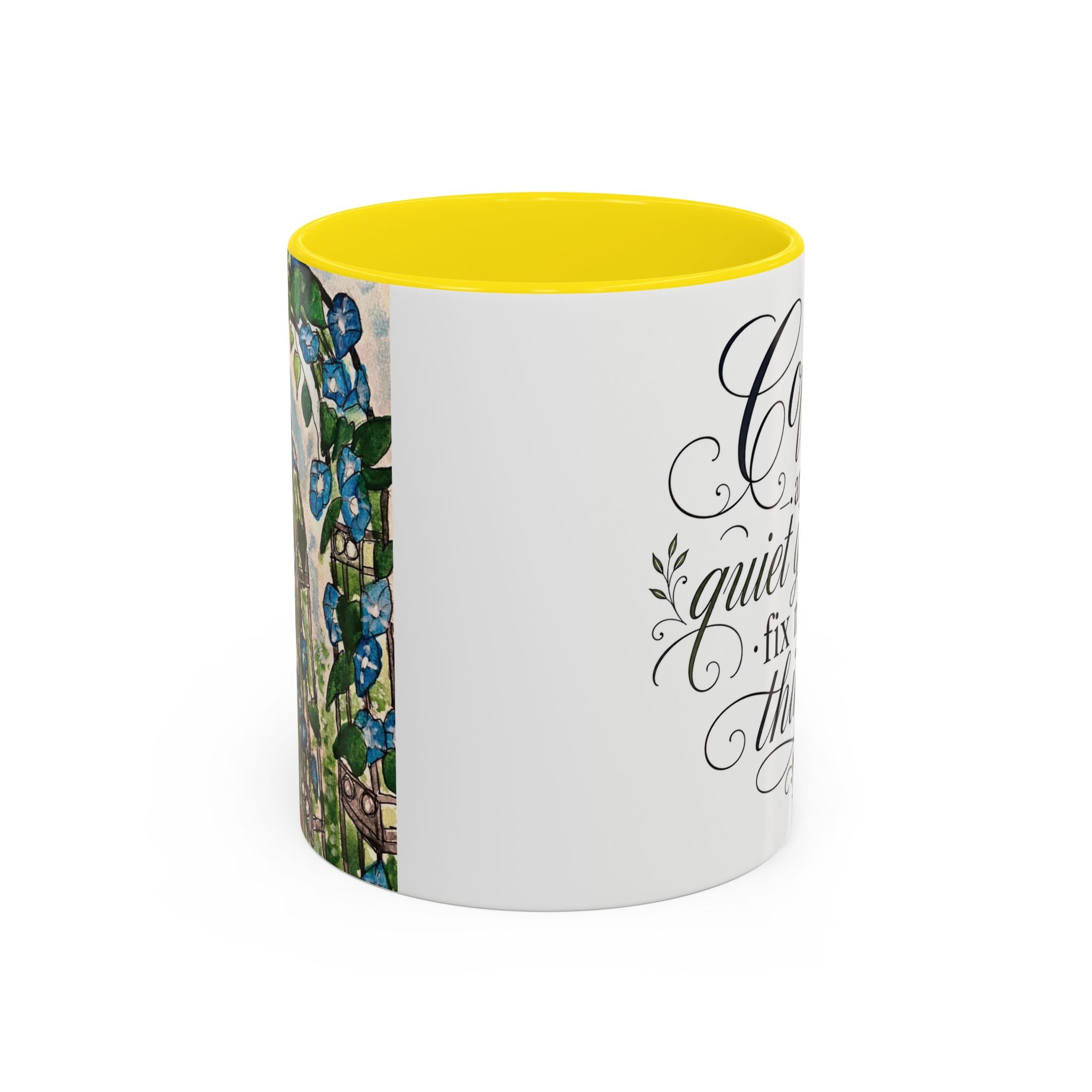 Coffee Mug - "Coffee and Quiet Gardens Fix Most Things" Floral Accent