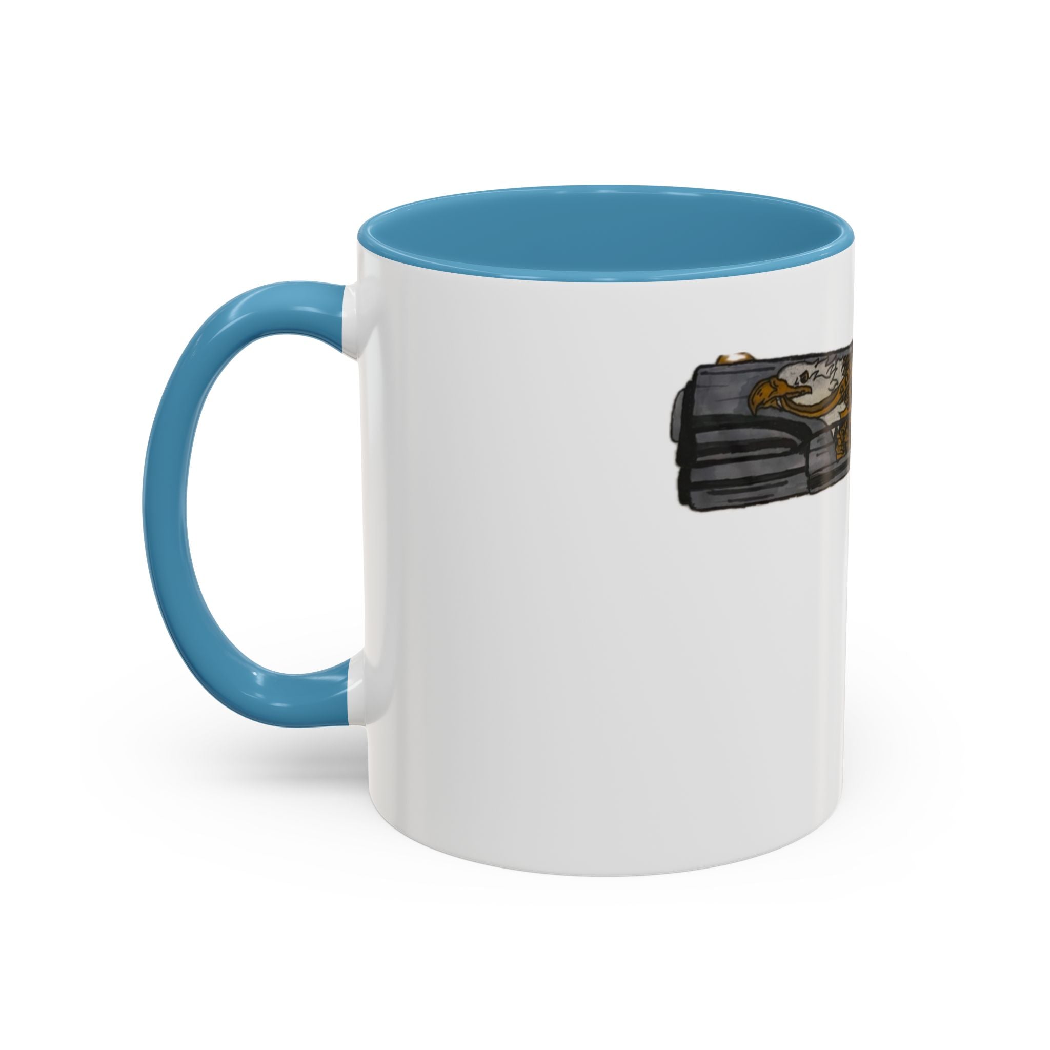 Gold Ornate Pistol Accent Coffee Mug — Decorative Handgun Design (11/15 oz)