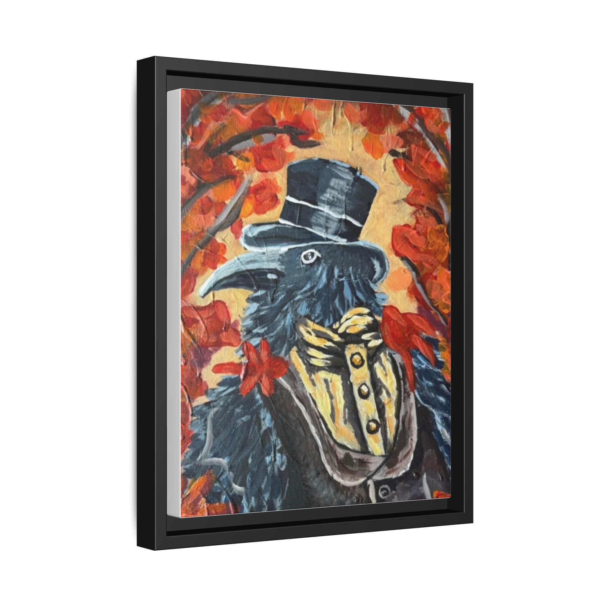 Plague Doctor Raven Framed Canvas Art – Gothic Autumn Wall Decor