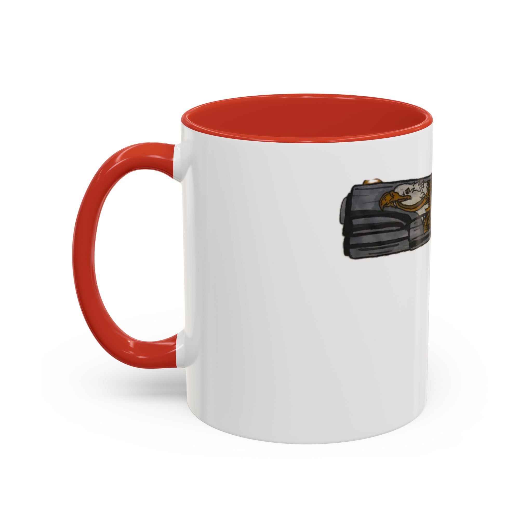 Gold Ornate Pistol Accent Coffee Mug — Decorative Handgun Design (11/15 oz)