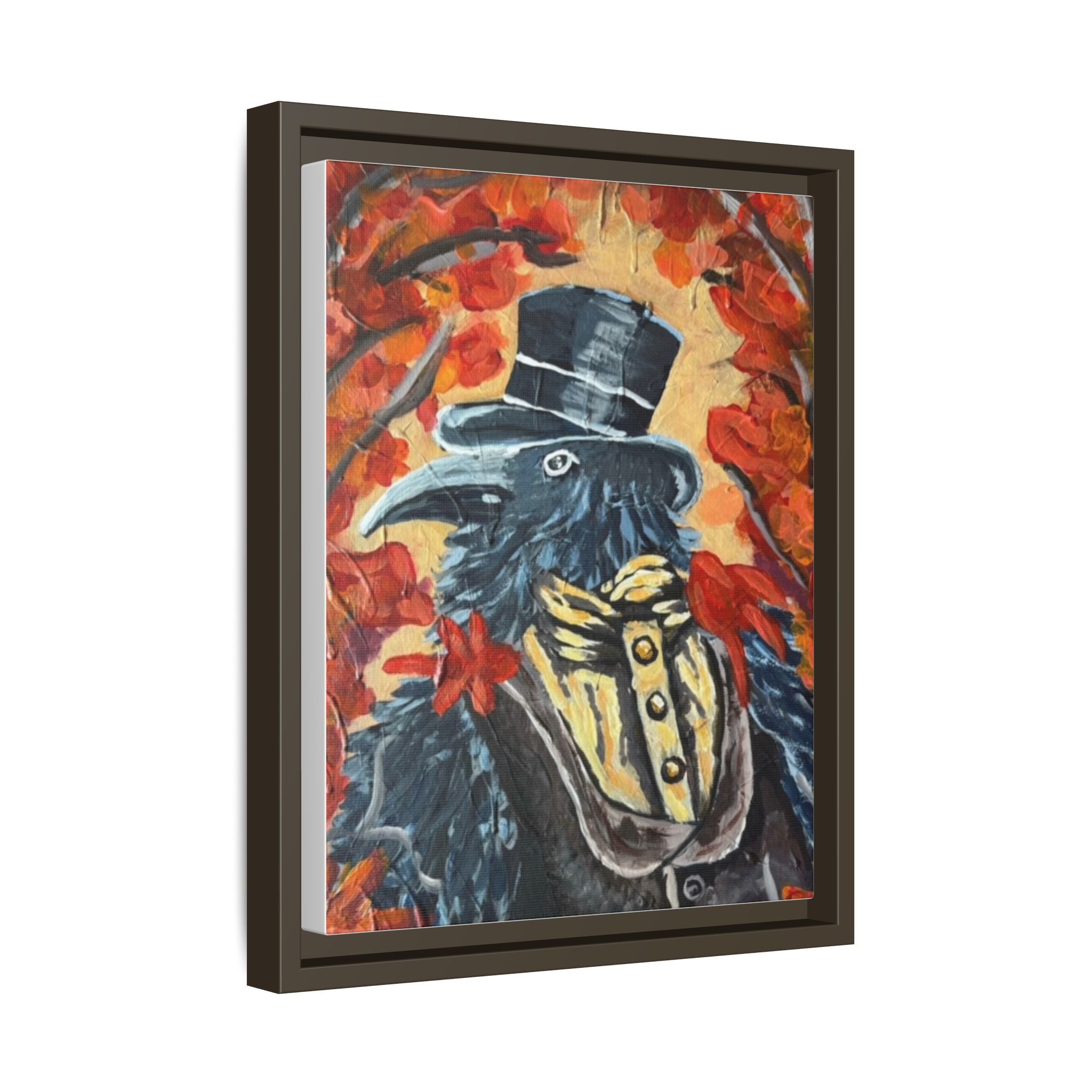 Plague Doctor Raven Framed Canvas Art – Gothic Autumn Wall Decor