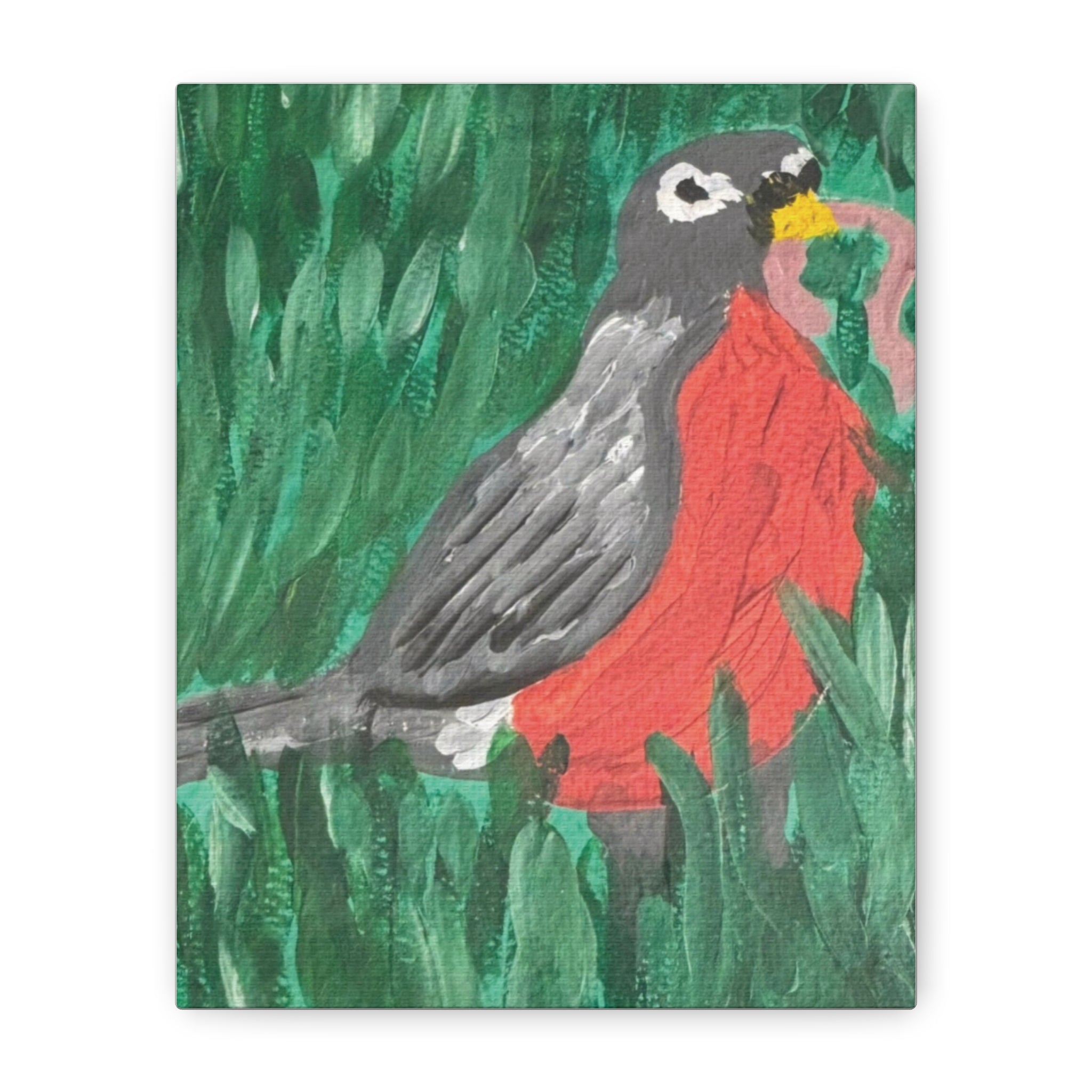 Robin Bird Canvas Art — Stretched Matte Wall Decor (1.25")