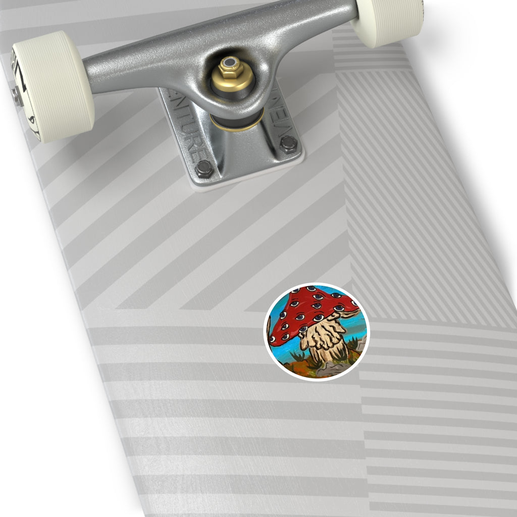 Psychedelic Eye Mushroom Round Sticker — Indoor/Outdoor Vinyl