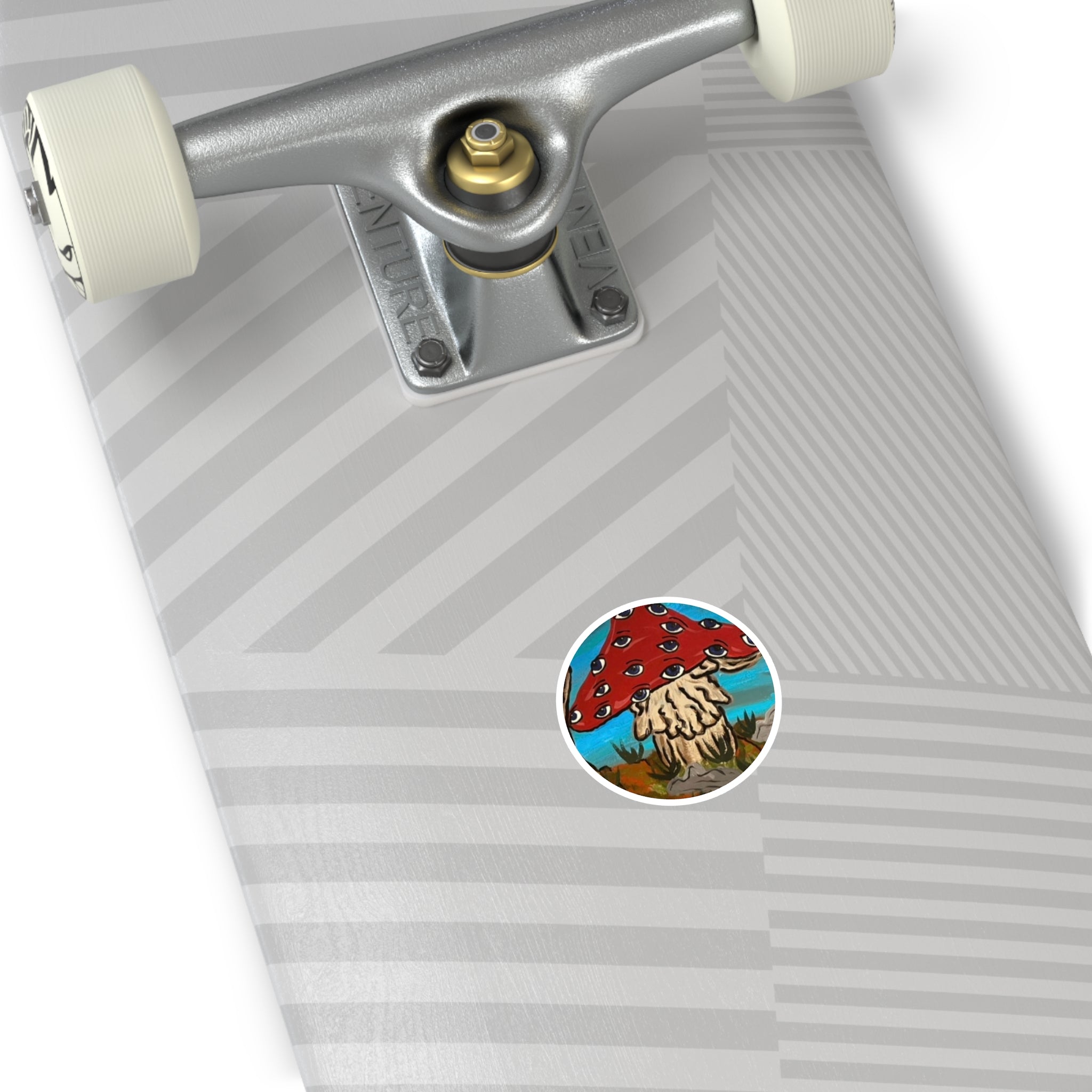 Psychedelic Eye Mushroom Round Sticker — Indoor/Outdoor Vinyl