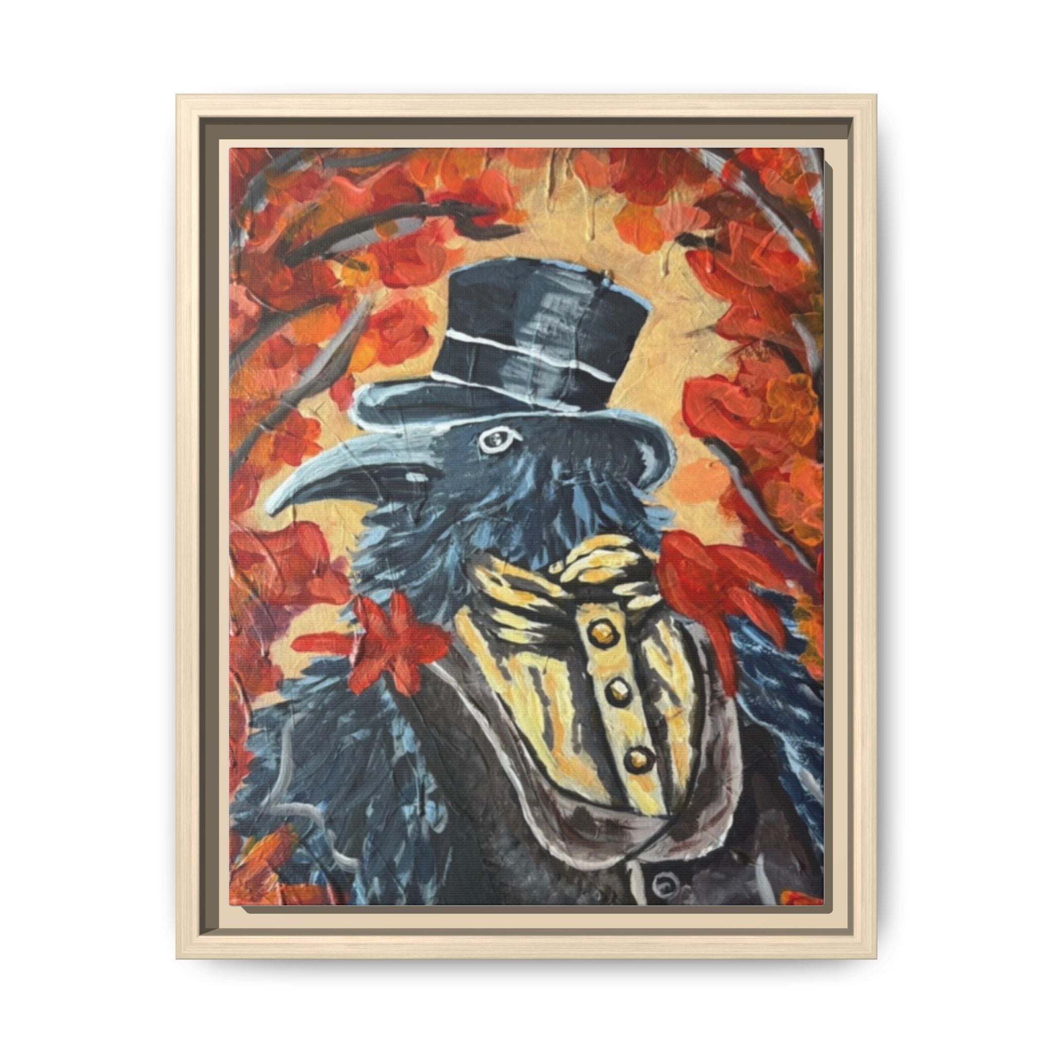 Plague Doctor Raven Framed Canvas Art – Gothic Autumn Wall Decor