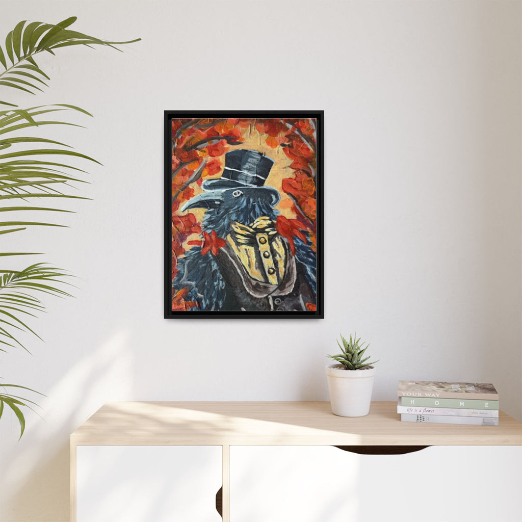 Plague Doctor Raven Framed Canvas Art – Gothic Autumn Wall Decor