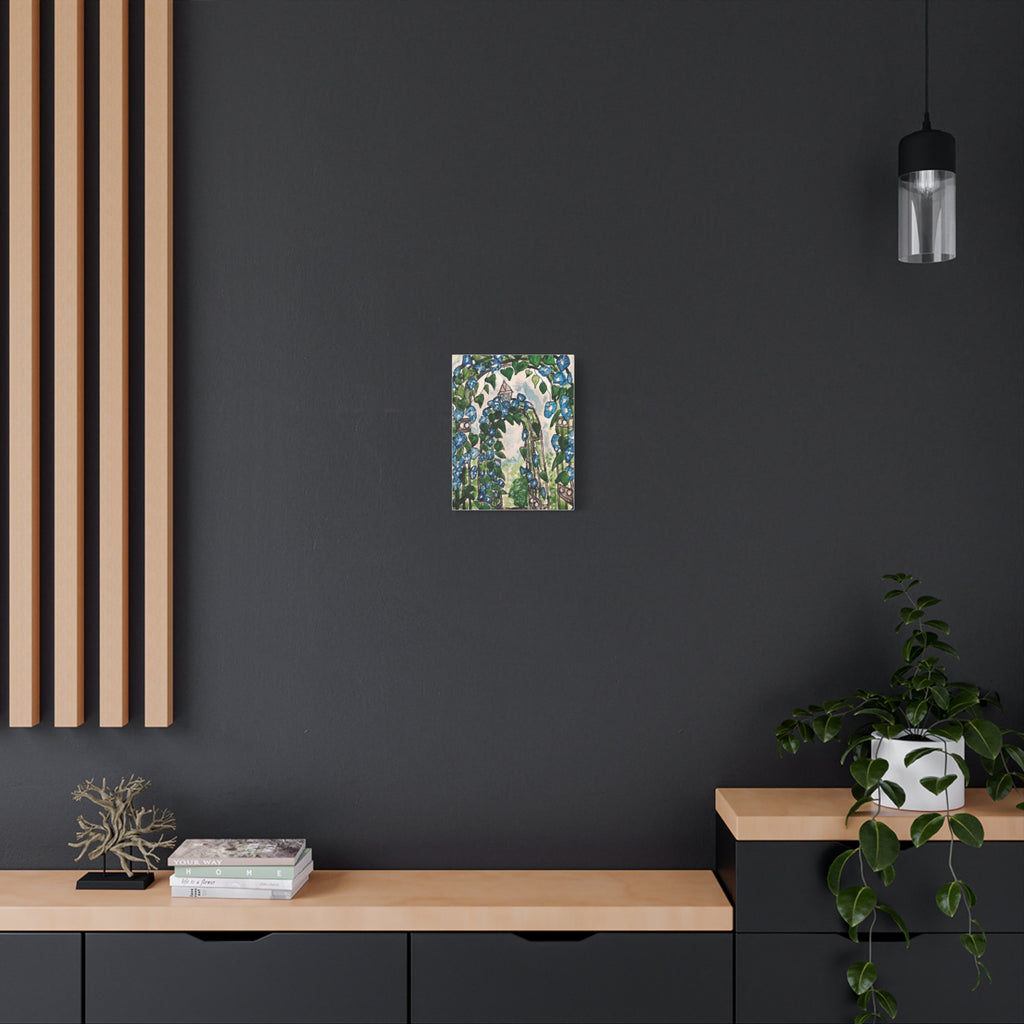 Blue Morning Glory Garden Canvas Art - Matte Stretched Wall Decor