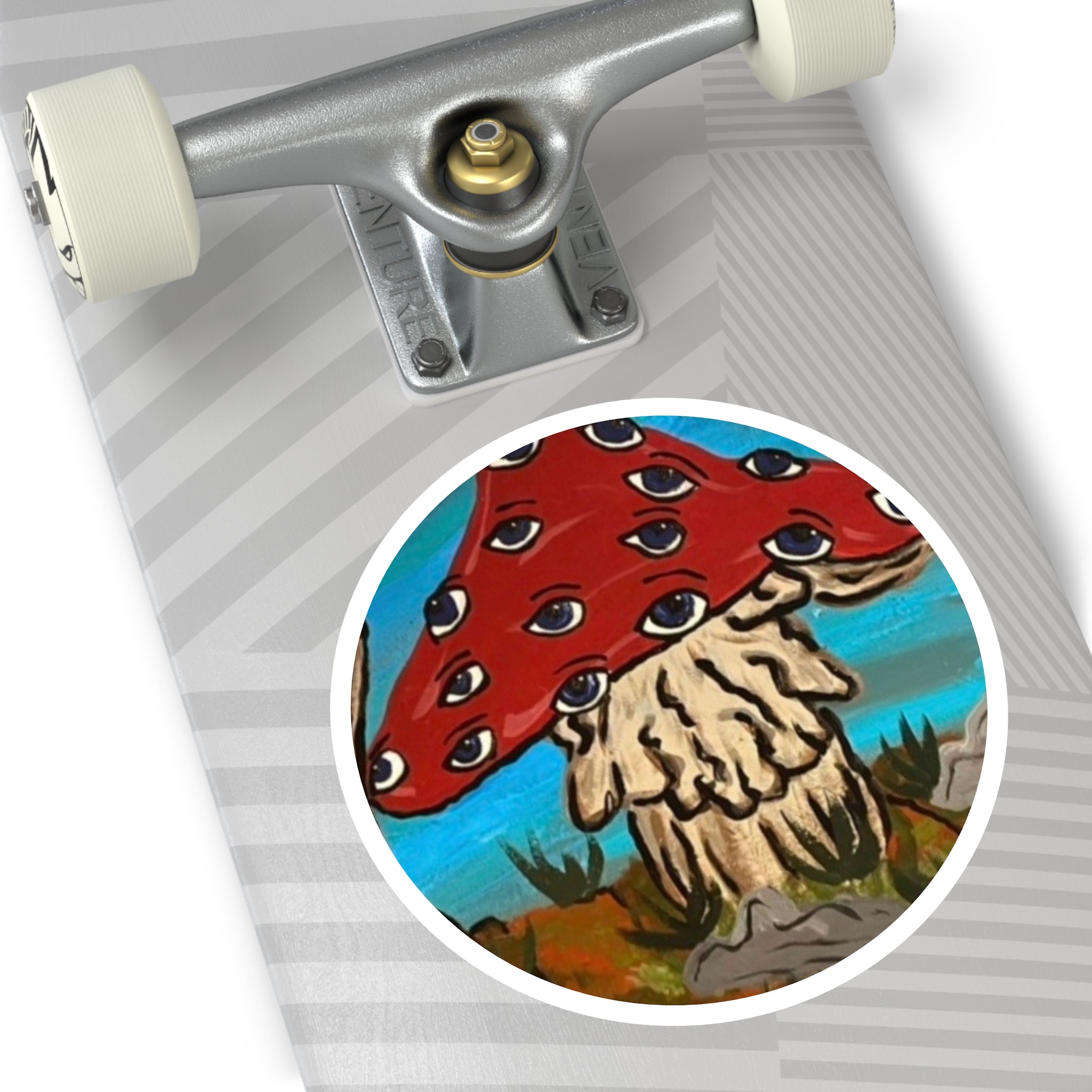 Psychedelic Eye Mushroom Round Sticker — Indoor/Outdoor Vinyl