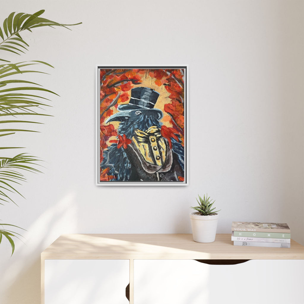 Plague Doctor Raven Framed Canvas Art – Gothic Autumn Wall Decor
