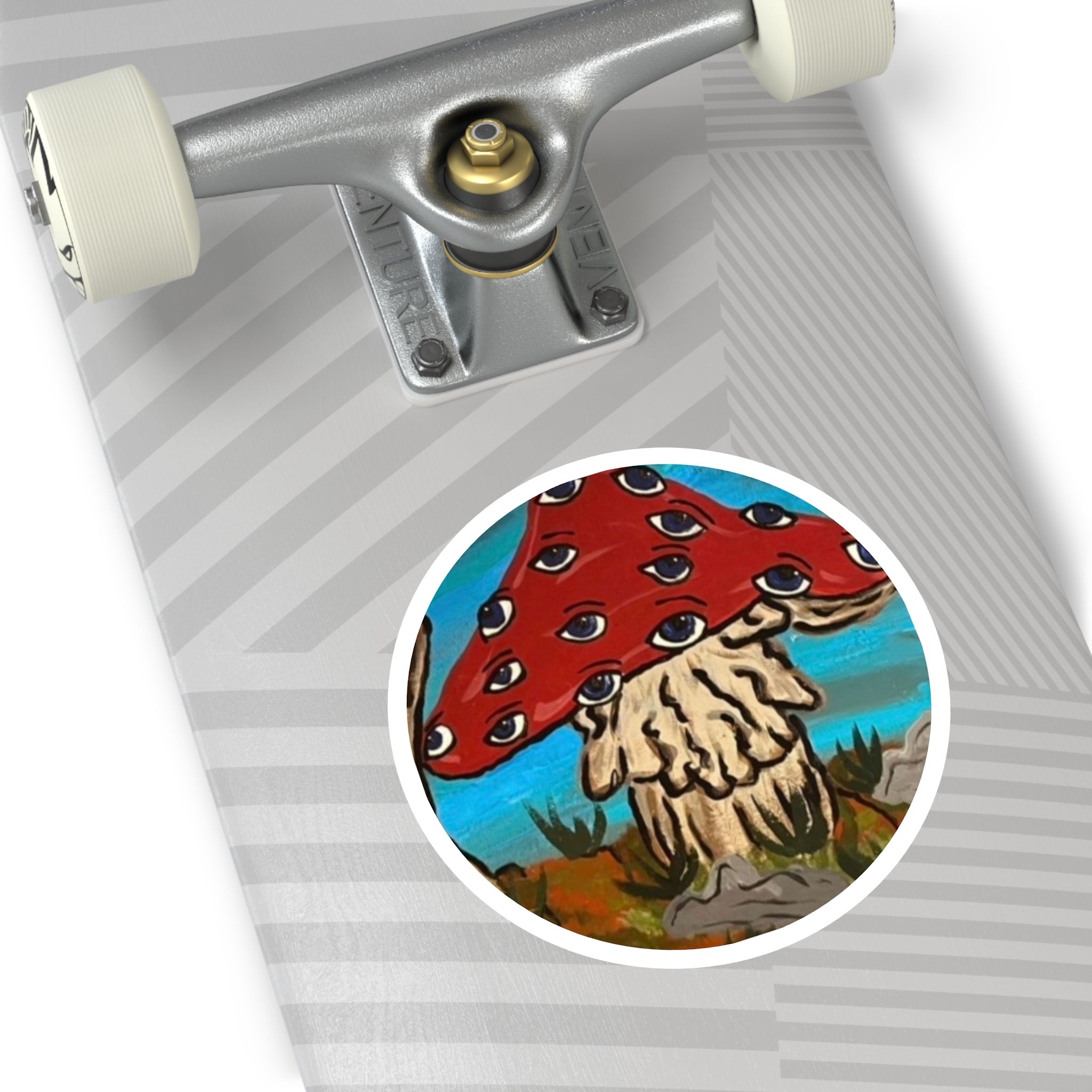Psychedelic Eye Mushroom Round Sticker — Indoor/Outdoor Vinyl
