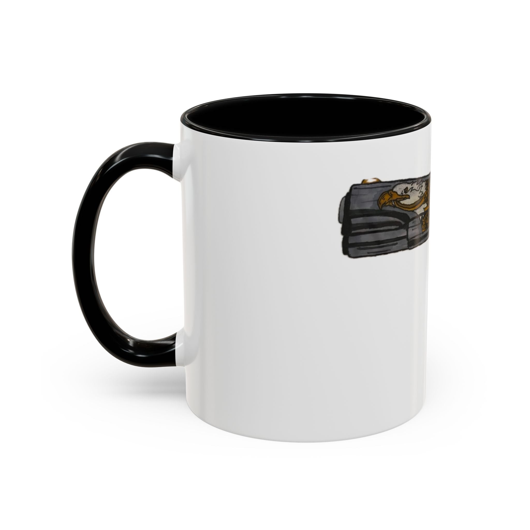 Gold Ornate Pistol Accent Coffee Mug — Decorative Handgun Design (11/15 oz)