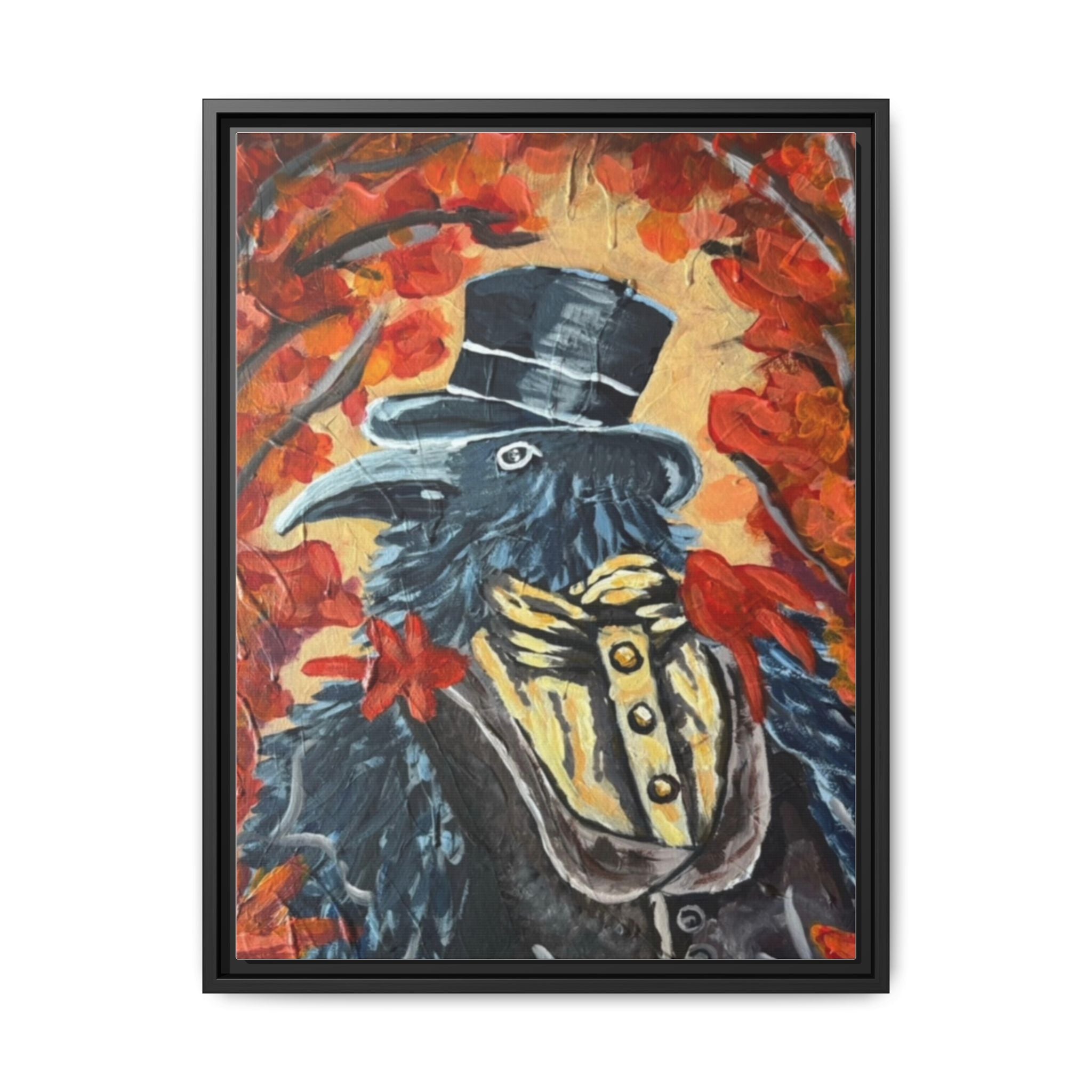 Plague Doctor Raven Framed Canvas Art – Gothic Autumn Wall Decor