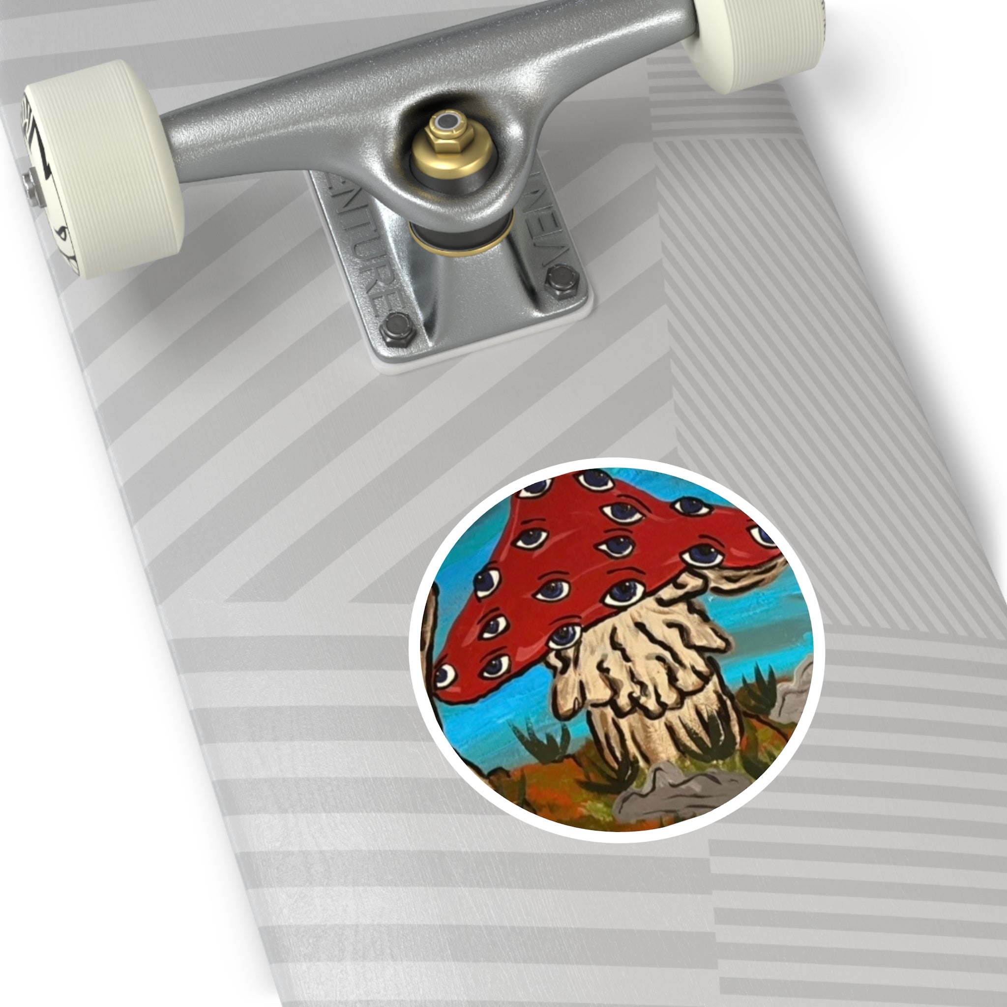 Psychedelic Eye Mushroom Round Sticker — Indoor/Outdoor Vinyl