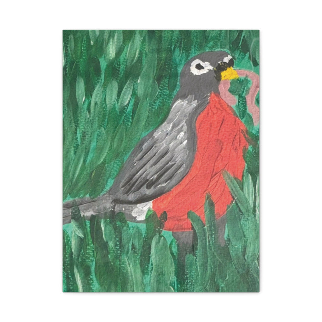 Robin Bird Canvas Art — Stretched Matte Wall Decor (1.25")