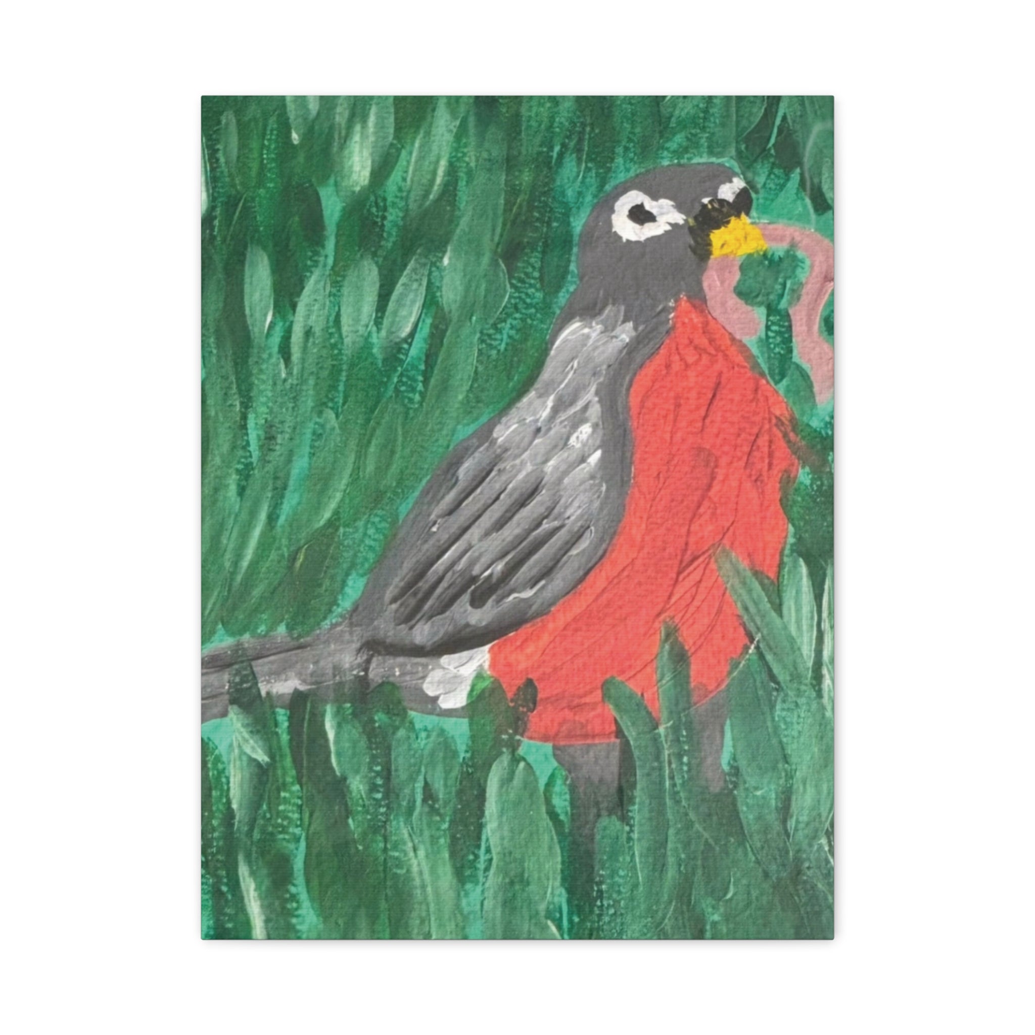 Robin Bird Canvas Art — Stretched Matte Wall Decor (1.25")