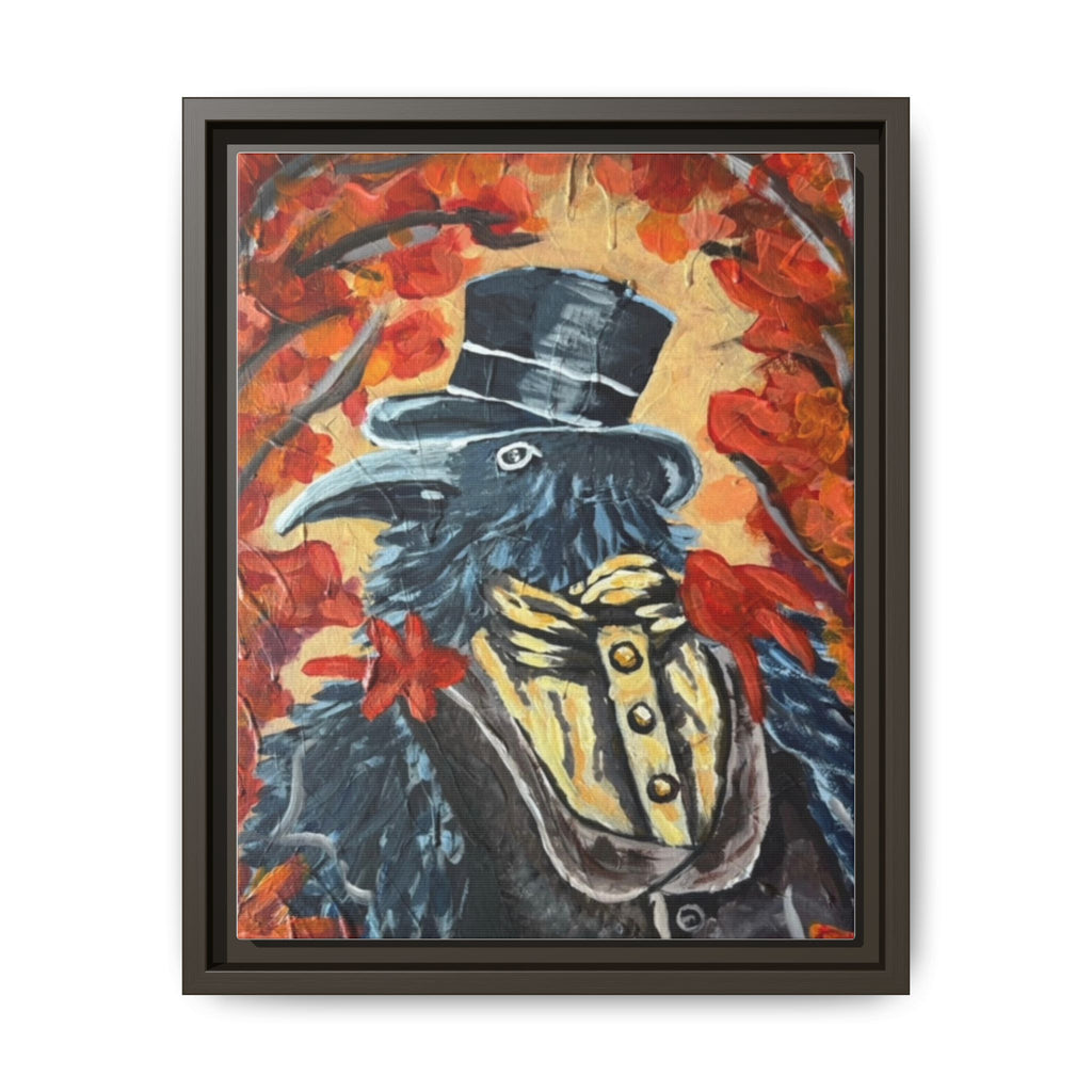 Plague Doctor Raven Framed Canvas Art – Gothic Autumn Wall Decor