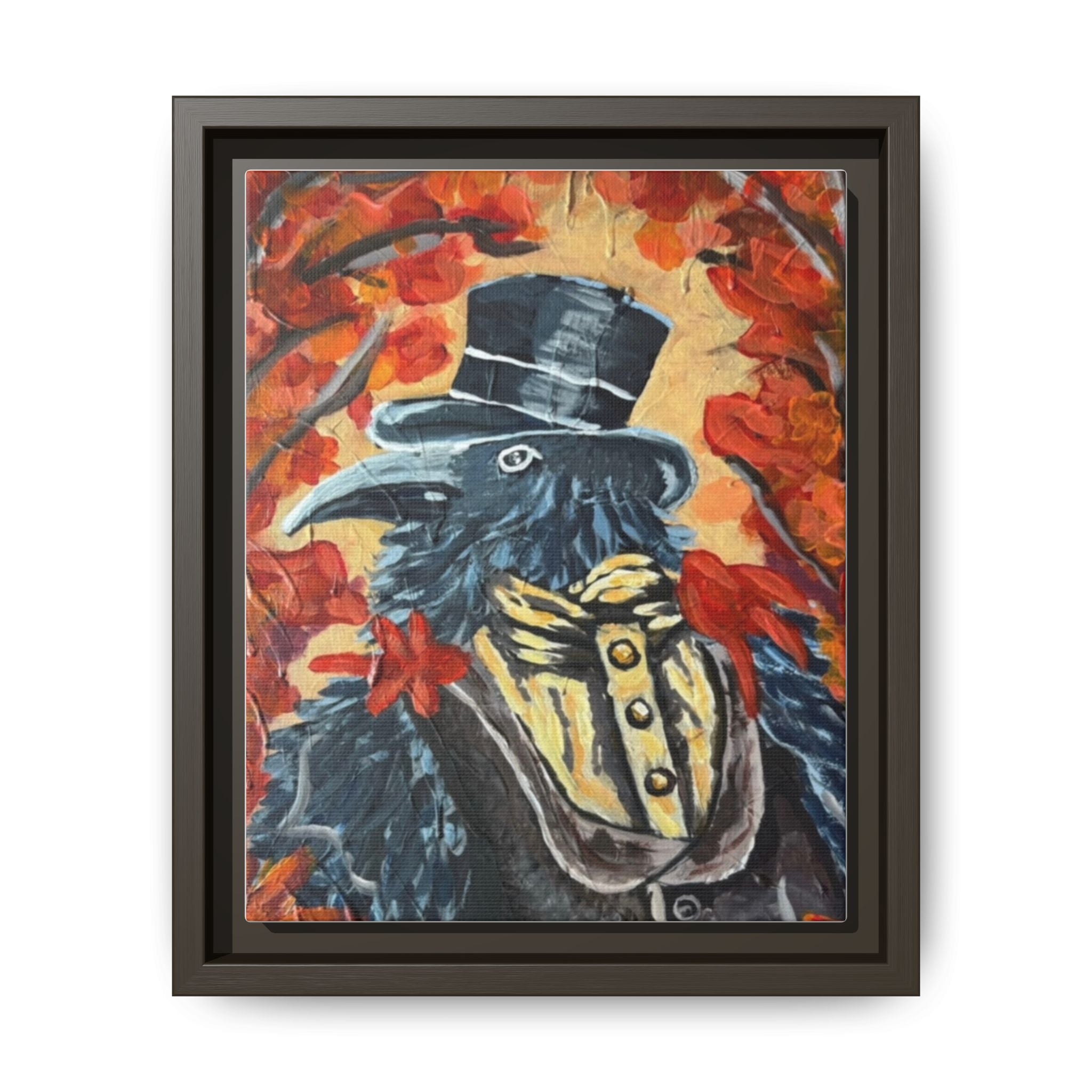 Plague Doctor Raven Framed Canvas Art – Gothic Autumn Wall Decor
