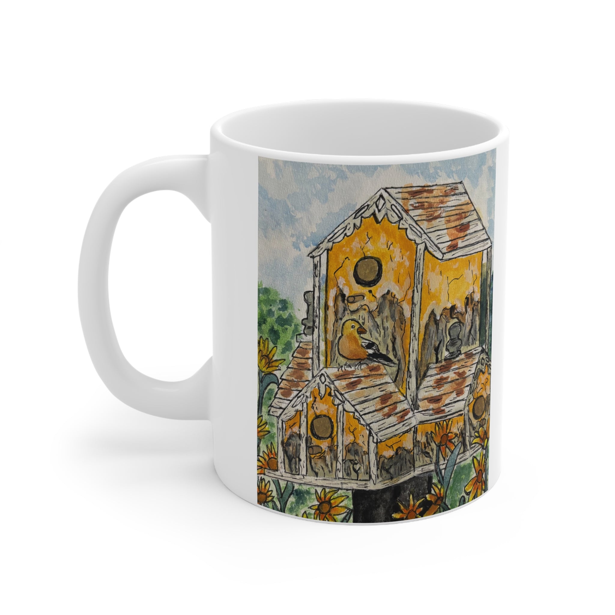 Ceramic Mug — Rustic Birdhouse Garden Coffee Cup (11oz & 15oz)