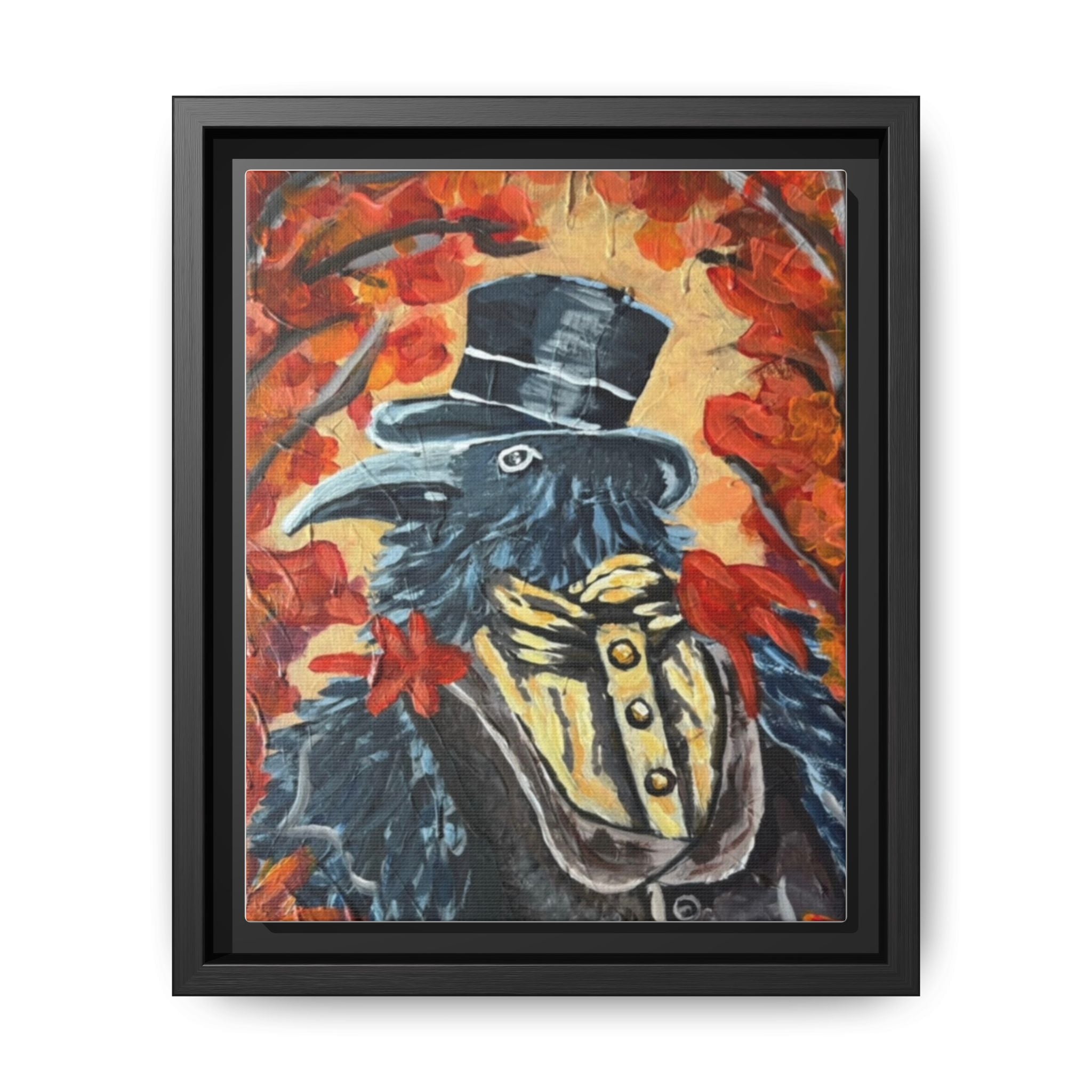 Plague Doctor Raven Framed Canvas Art – Gothic Autumn Wall Decor