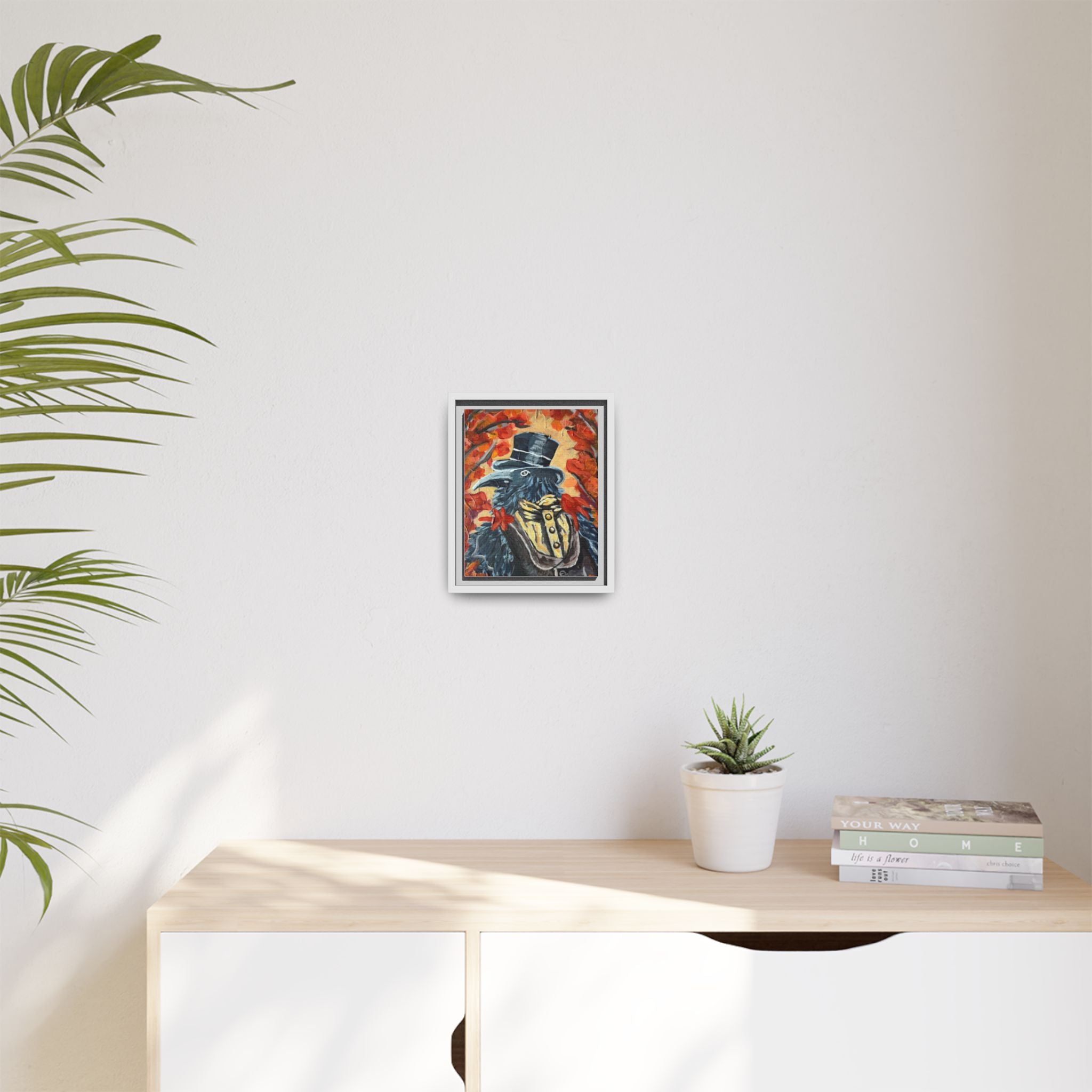 Plague Doctor Raven Framed Canvas Art – Gothic Autumn Wall Decor