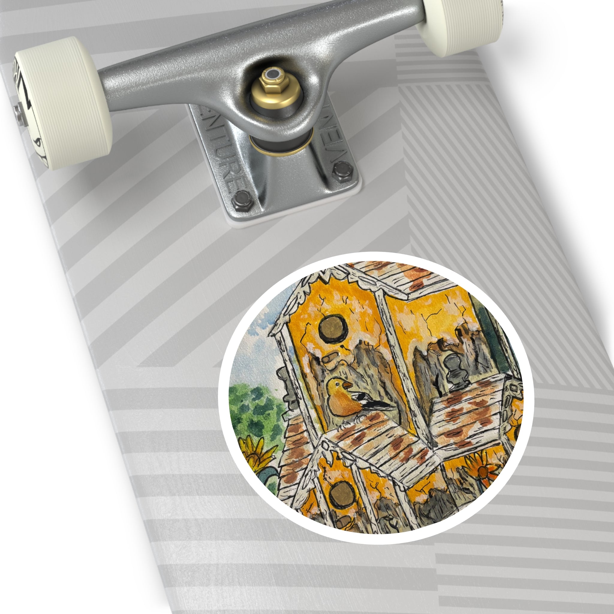 Birdhouse Garden Round Sticker — Waterproof Indoor/Outdoor Decorative Decal