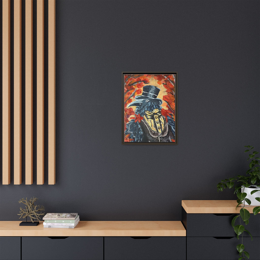 Plague Doctor Raven Framed Canvas Art – Gothic Autumn Wall Decor