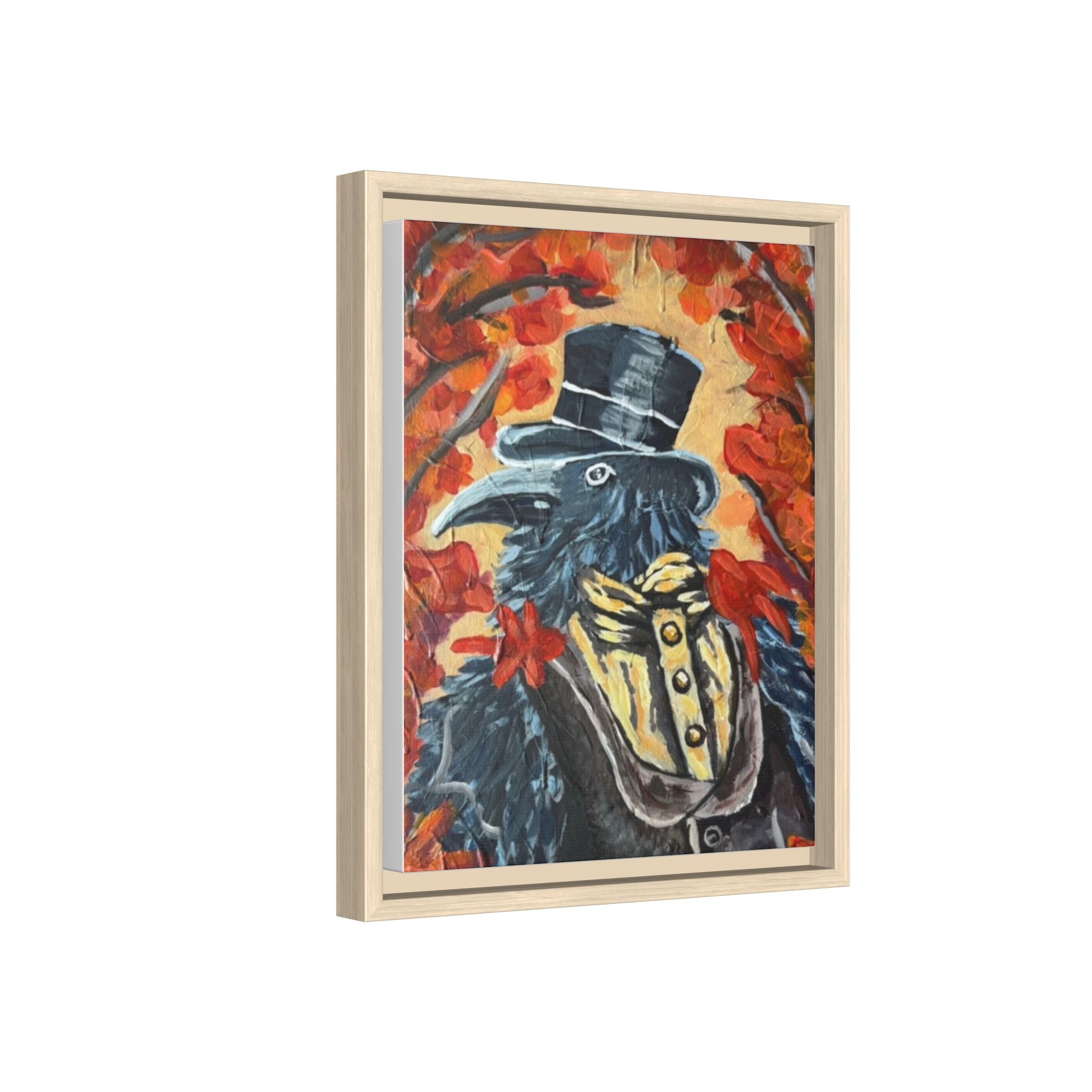 Plague Doctor Raven Framed Canvas Art – Gothic Autumn Wall Decor