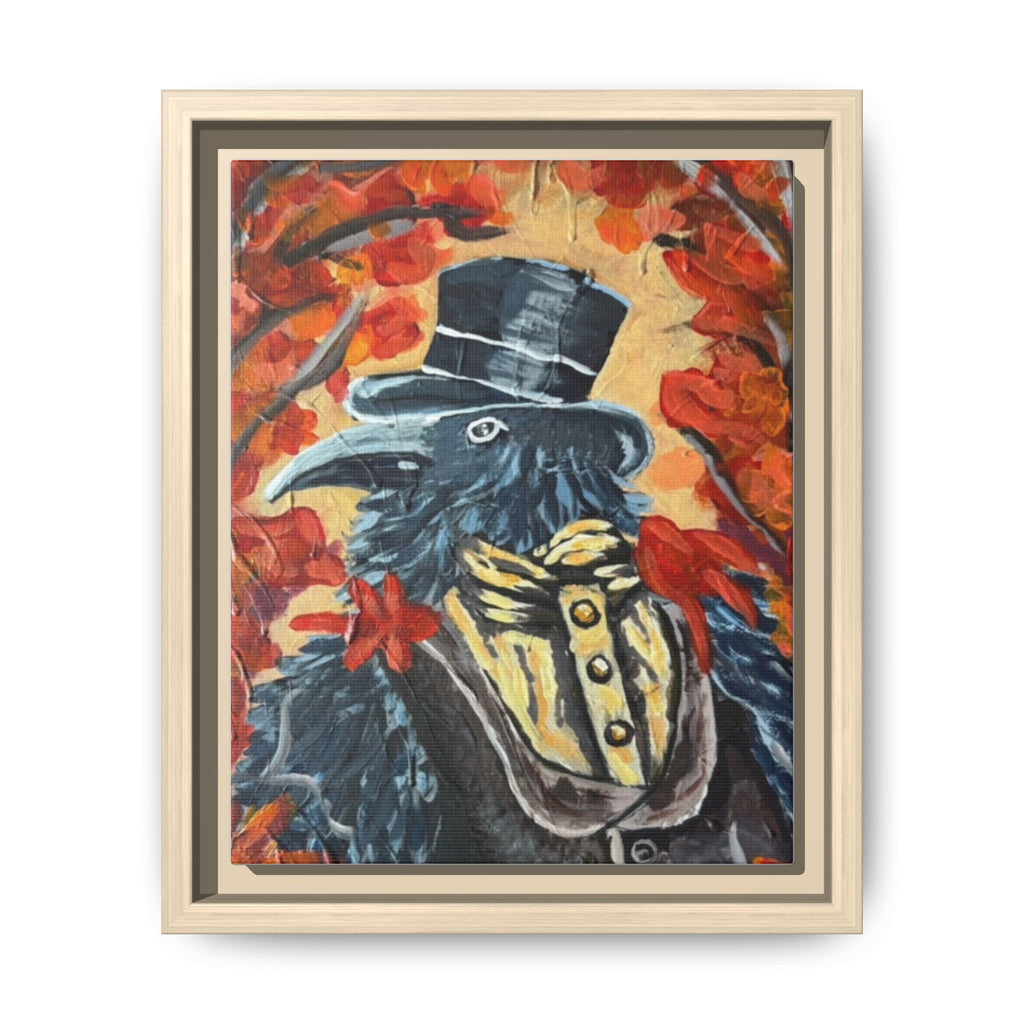 Plague Doctor Raven Framed Canvas Art – Gothic Autumn Wall Decor