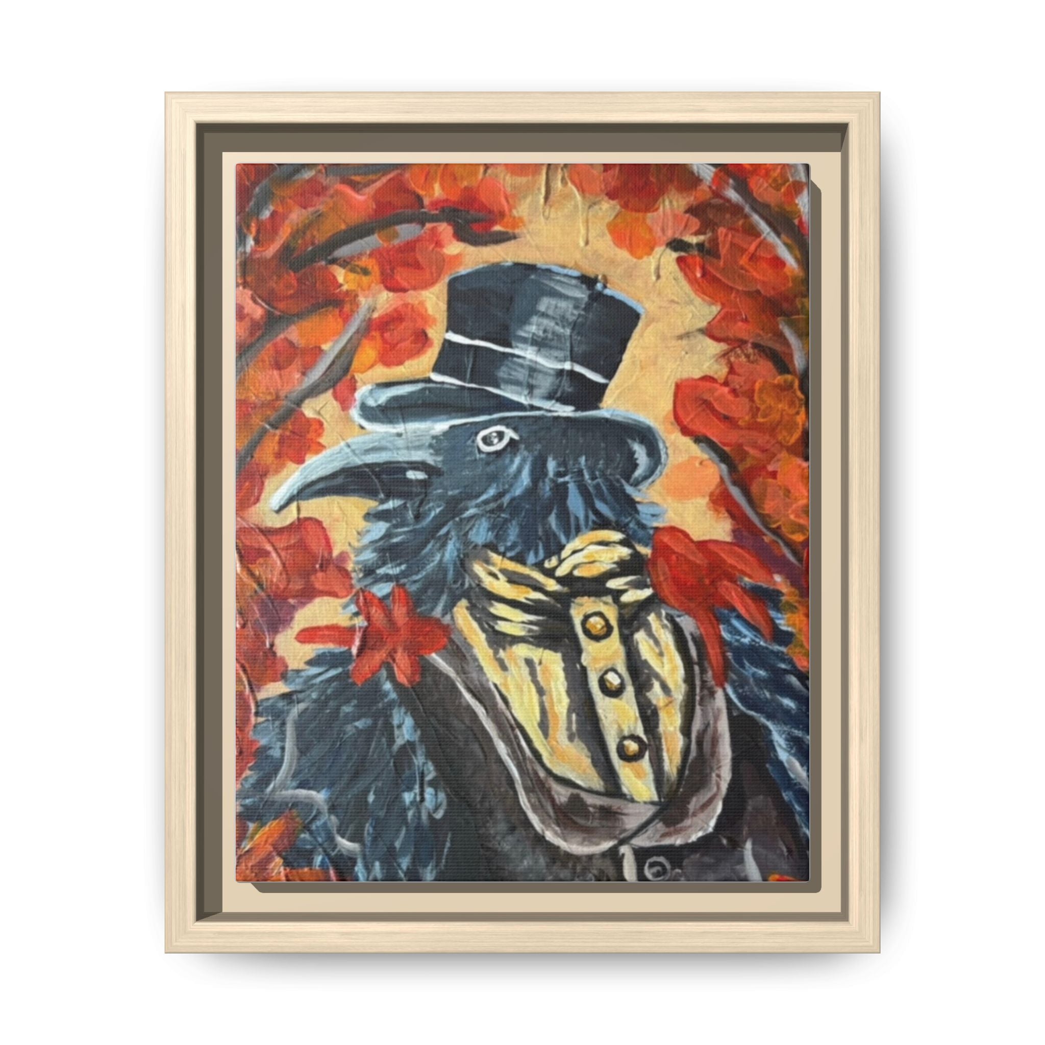Plague Doctor Raven Framed Canvas Art – Gothic Autumn Wall Decor