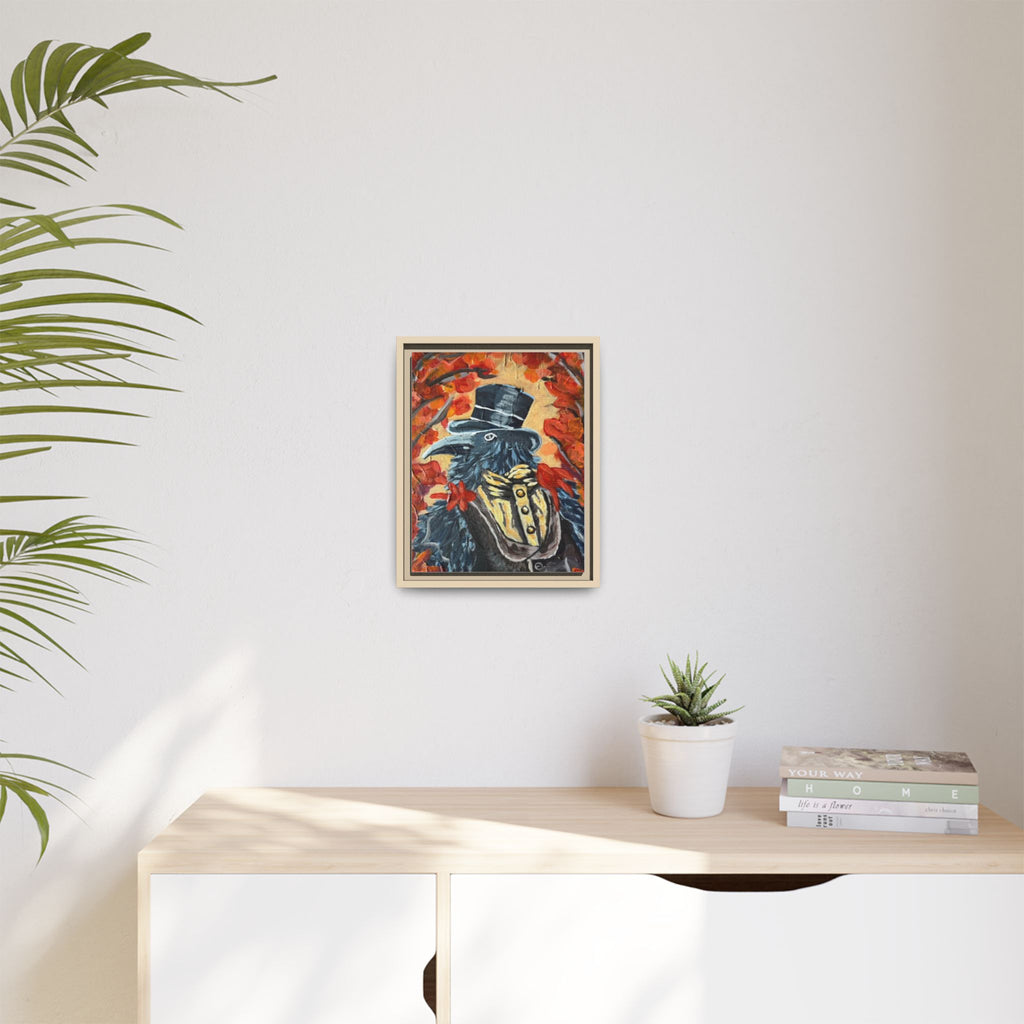 Plague Doctor Raven Framed Canvas Art – Gothic Autumn Wall Decor